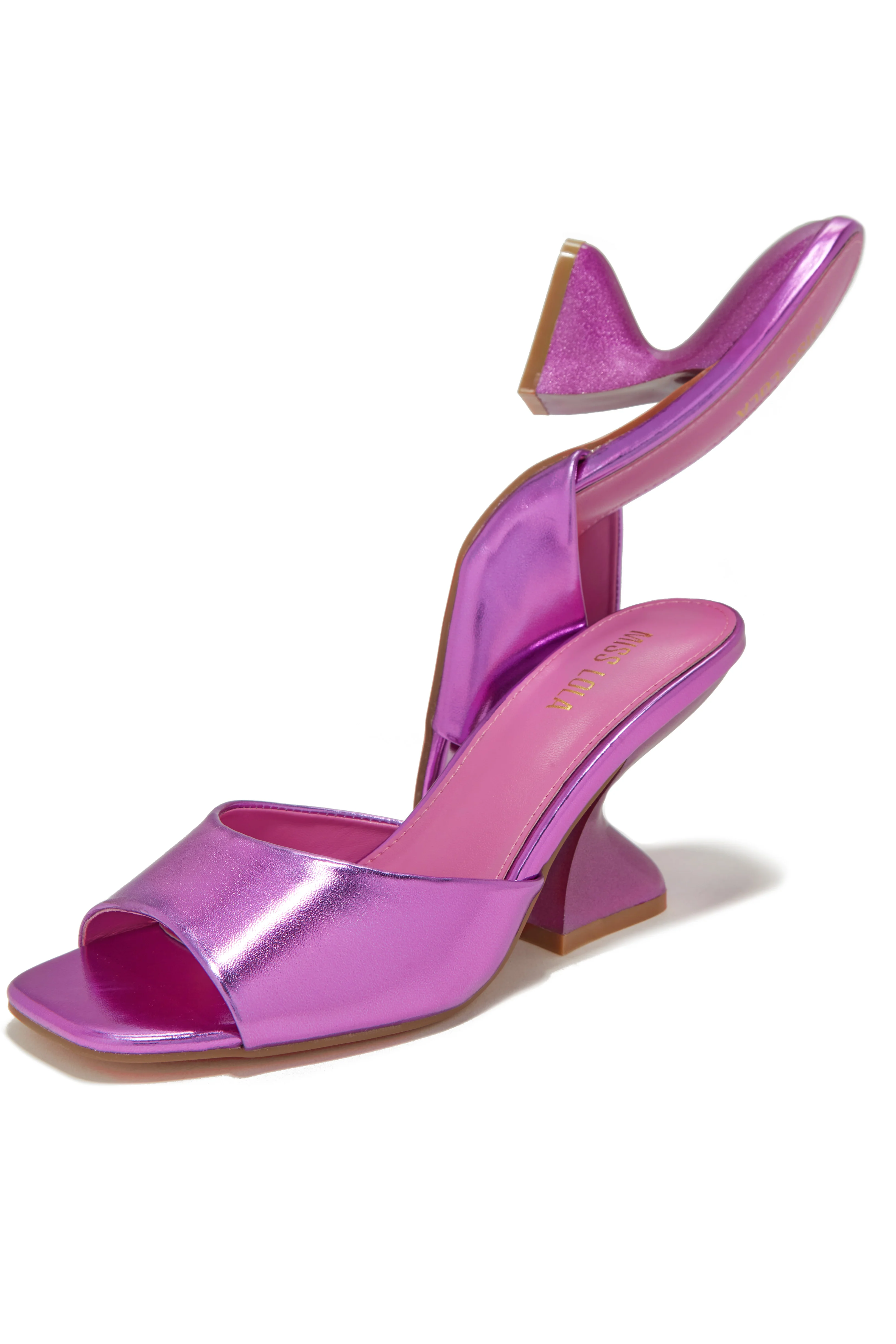Racquel Mid Heel Mules - Metallic Pink - Image 5