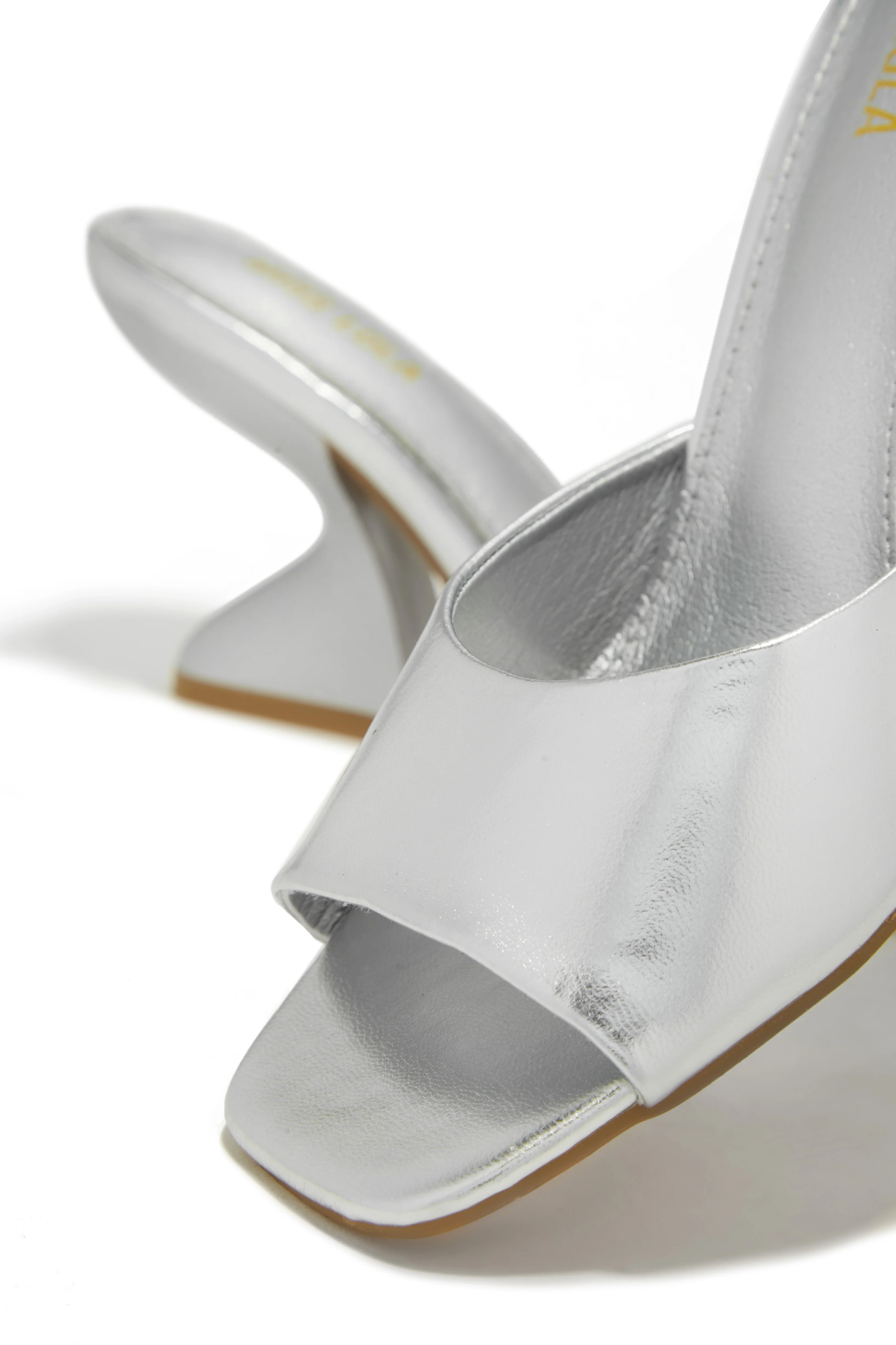 Racquel Mid Heel Mules - Silver - Image 3