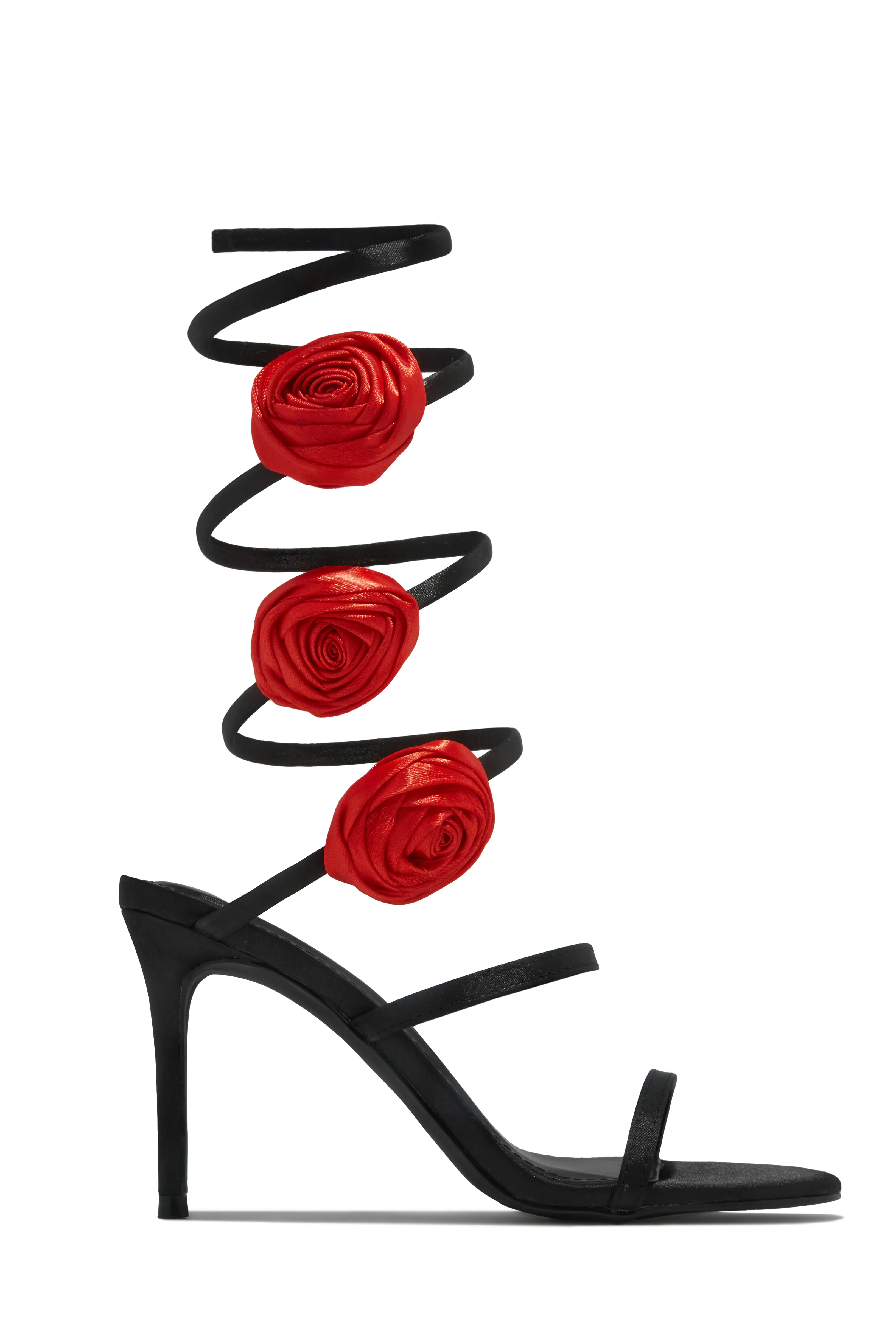 Raisa Around The Ankle Coil Heels - Black Red - Image 11