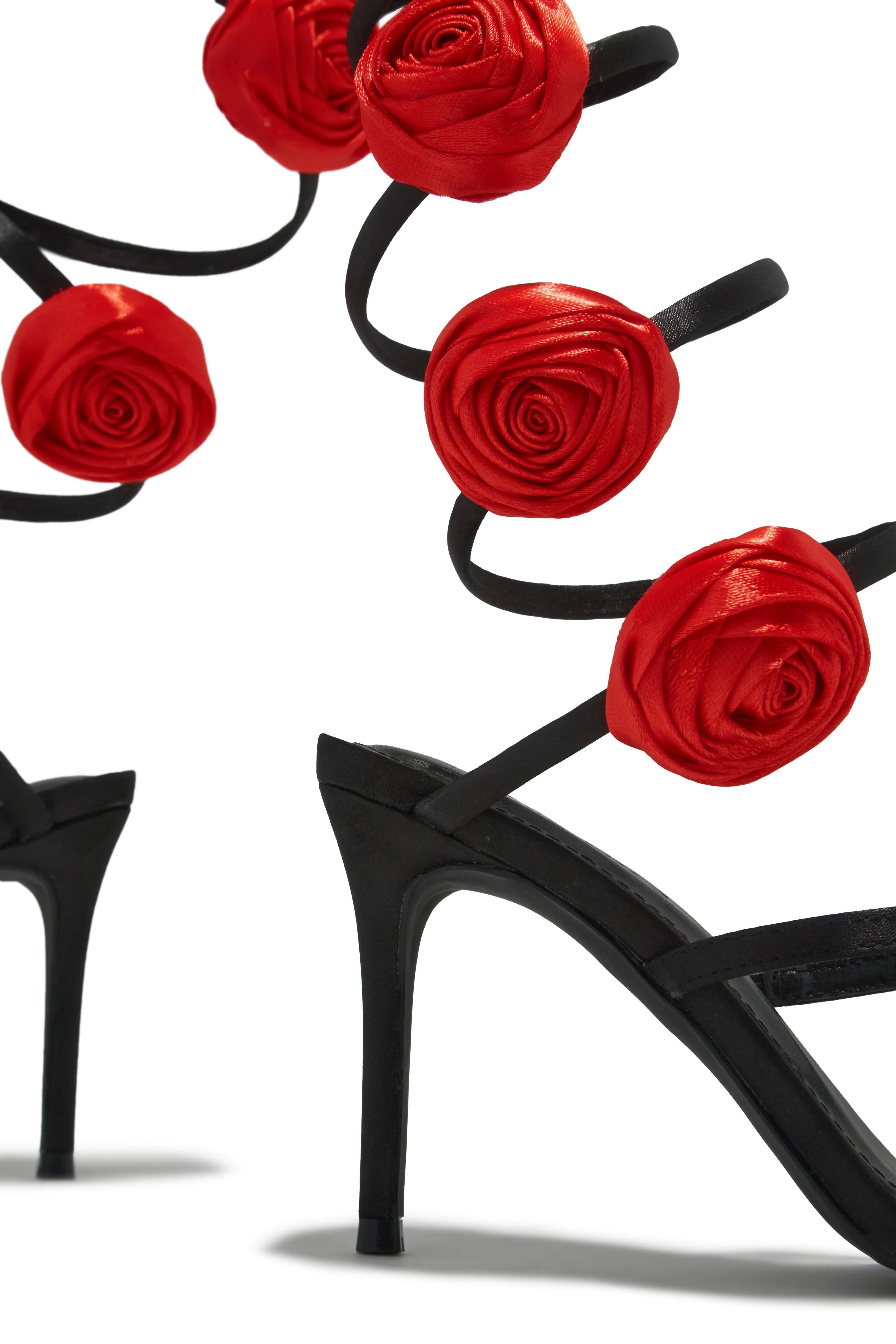 Raisa Around The Ankle Coil Heels - Black Red - Image 7