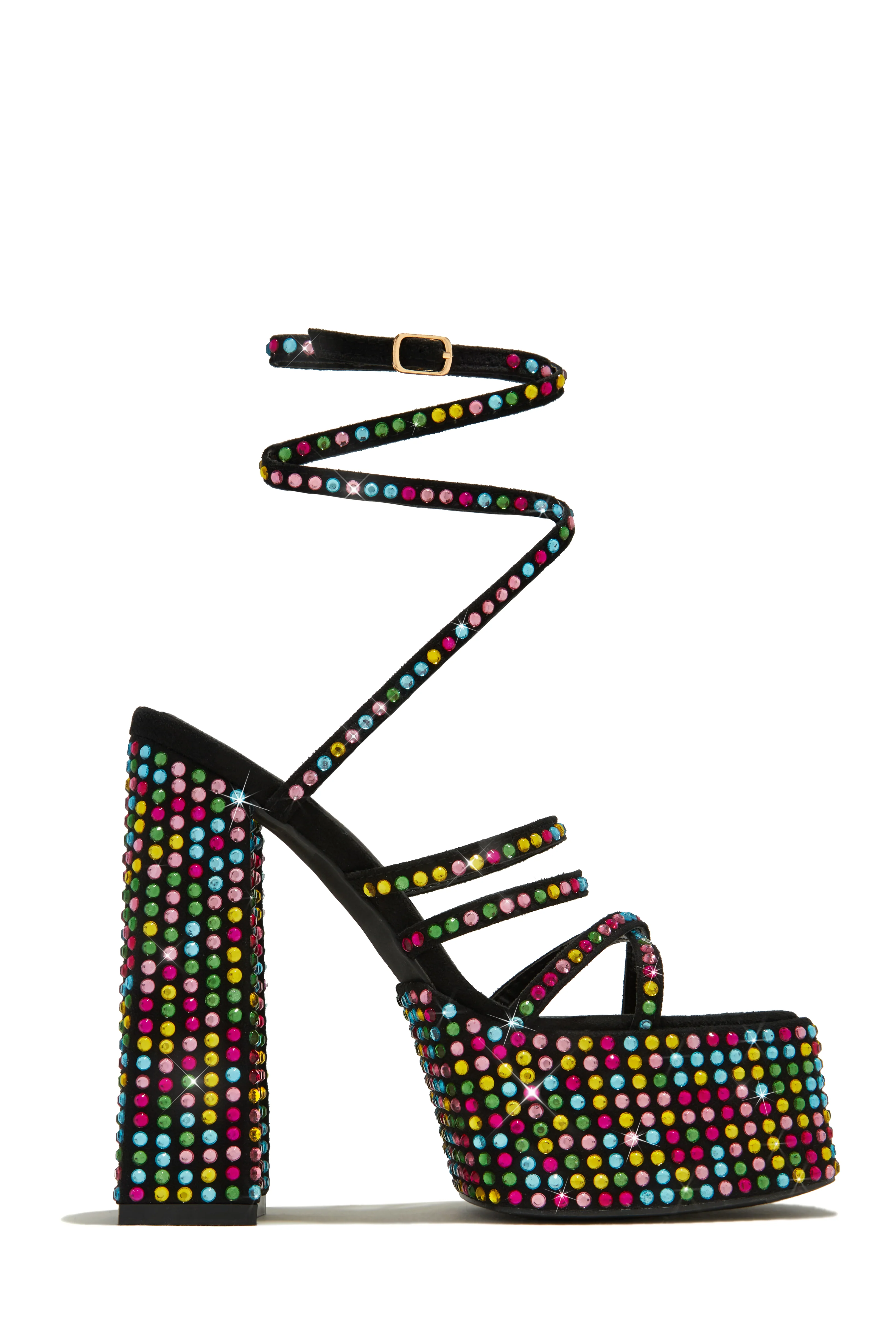 Rendezvous Embellished Platform Block Heels - Black - Image 2