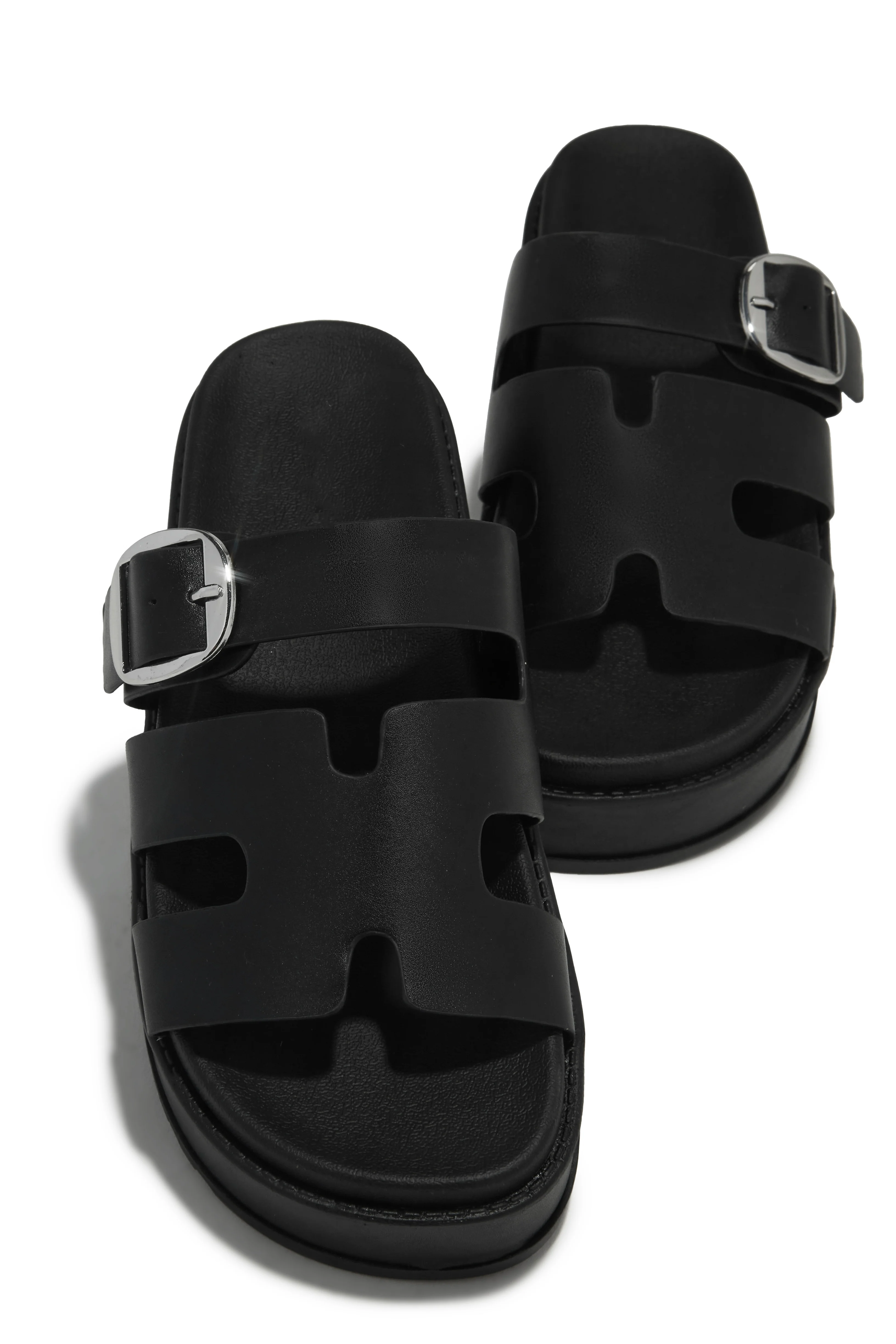 Resort Getaway Slip On Chunky Sandals - Black - Image 3