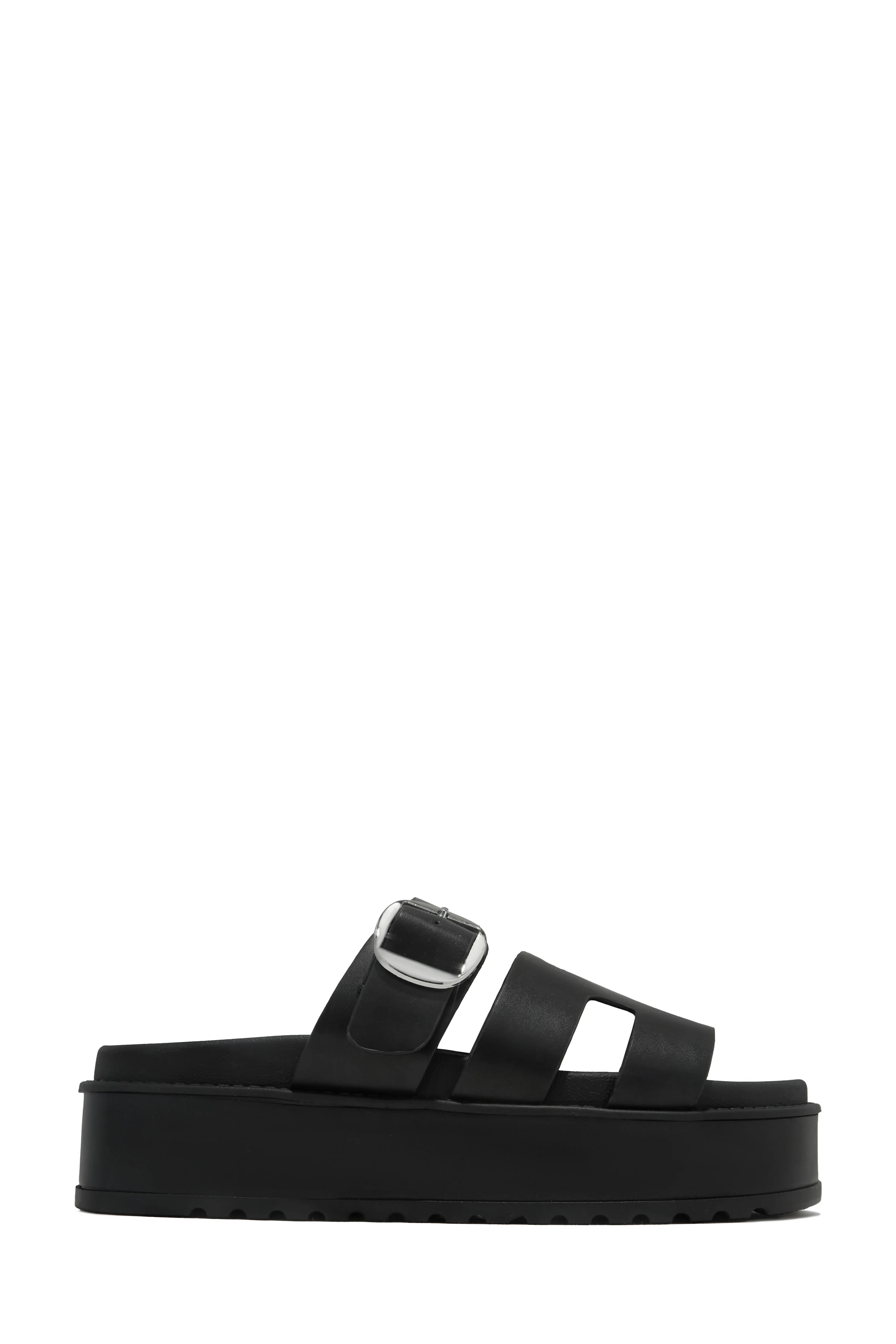 Resort Getaway Slip On Chunky Sandals - Black - Image 7