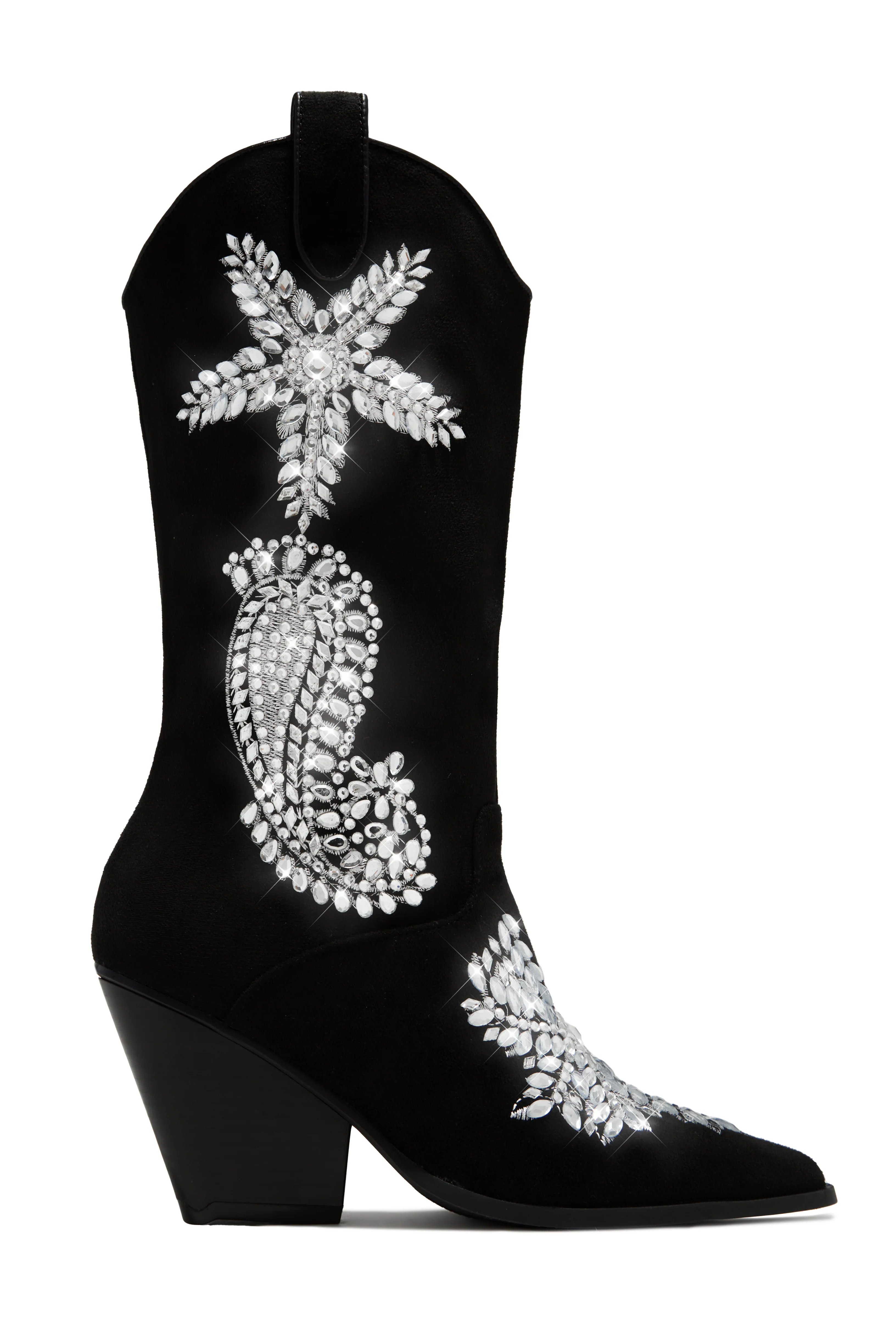 Rock The Rodeo Embellished Cowgirl Boots - Black - Image 6
