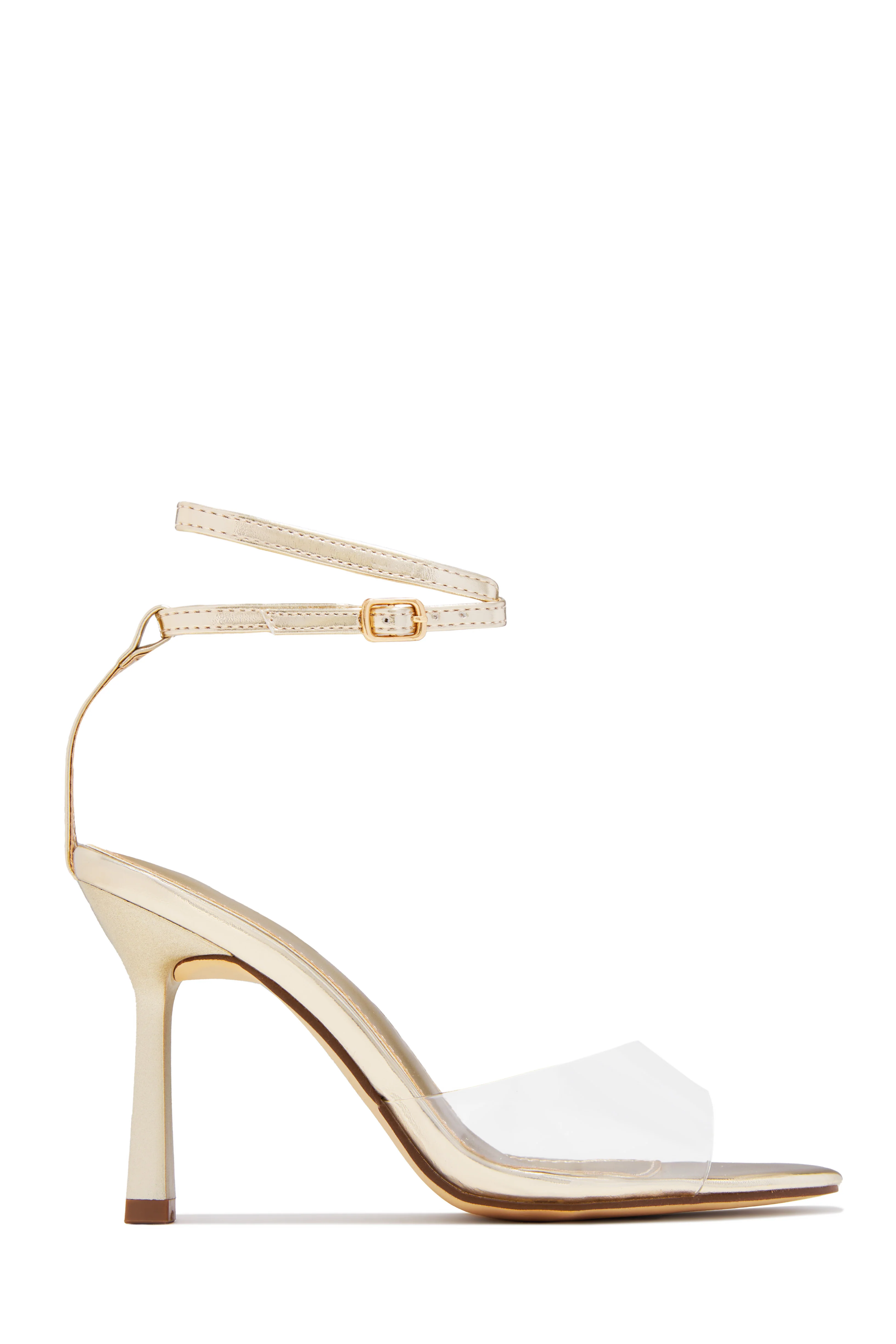 Rosalia Clear Strap Stiletto Heels – Gold - Image 2