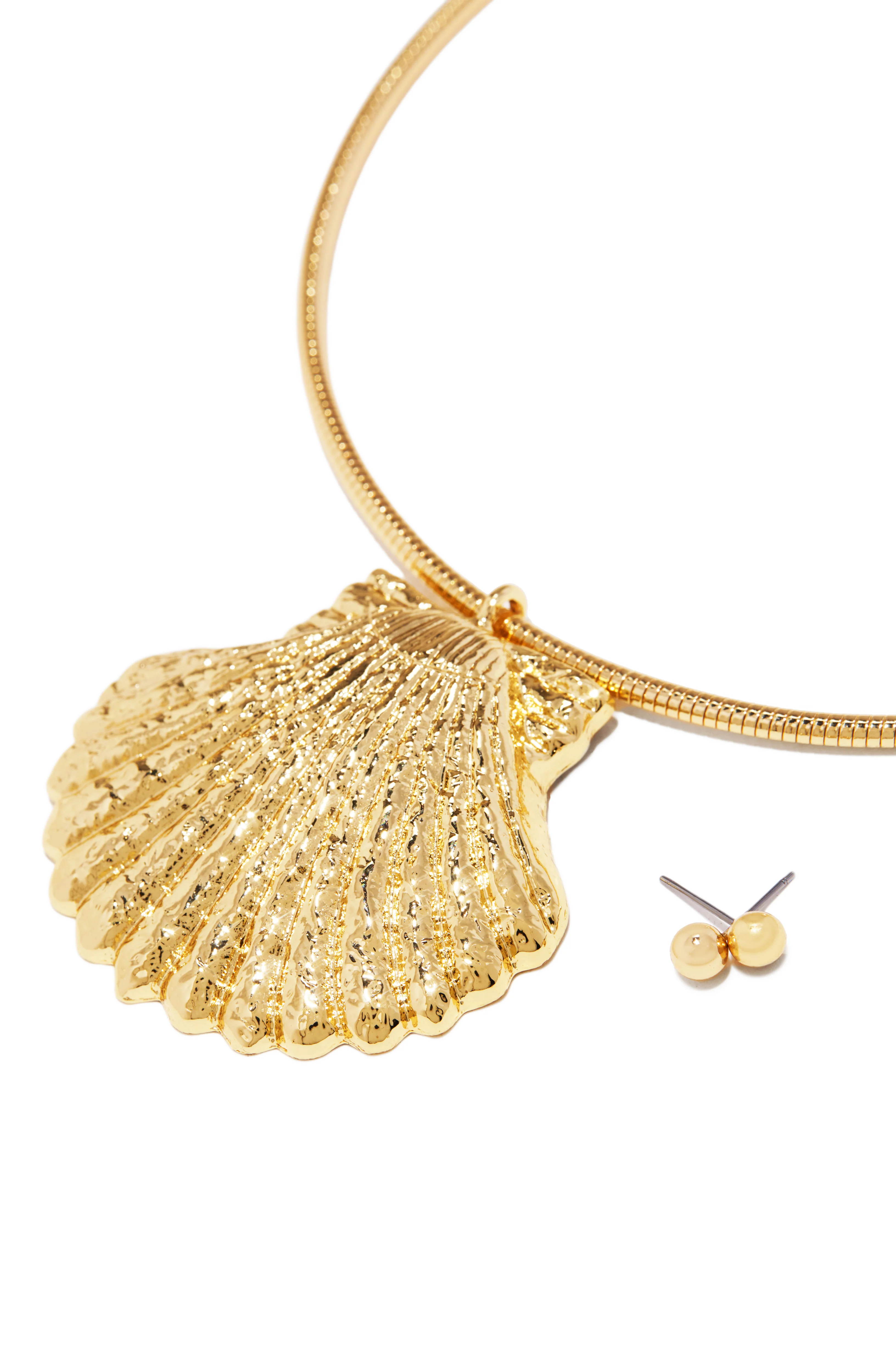 Rosella Statement Sea Shell Earring Set - Gold - Image 3