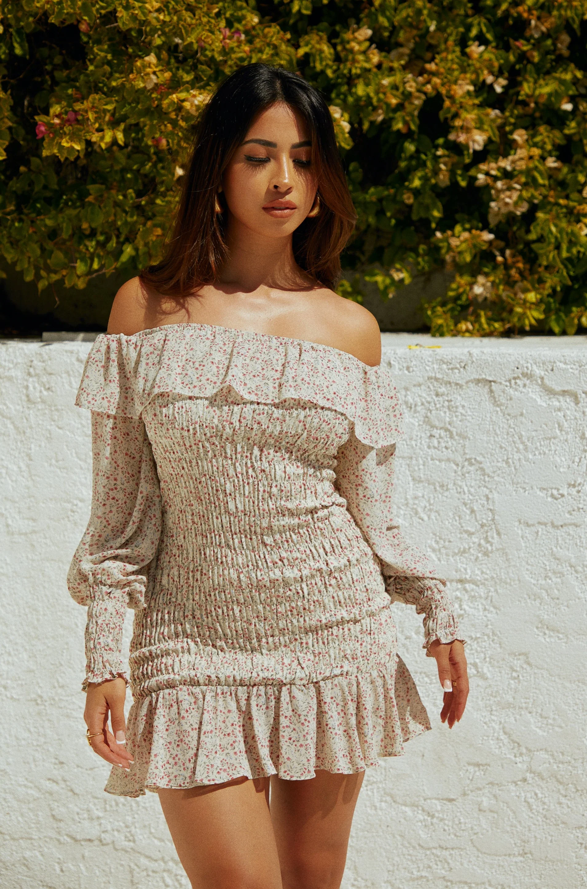 Rosie Long Sleeve Mini Dress - Ivory - Image 5
