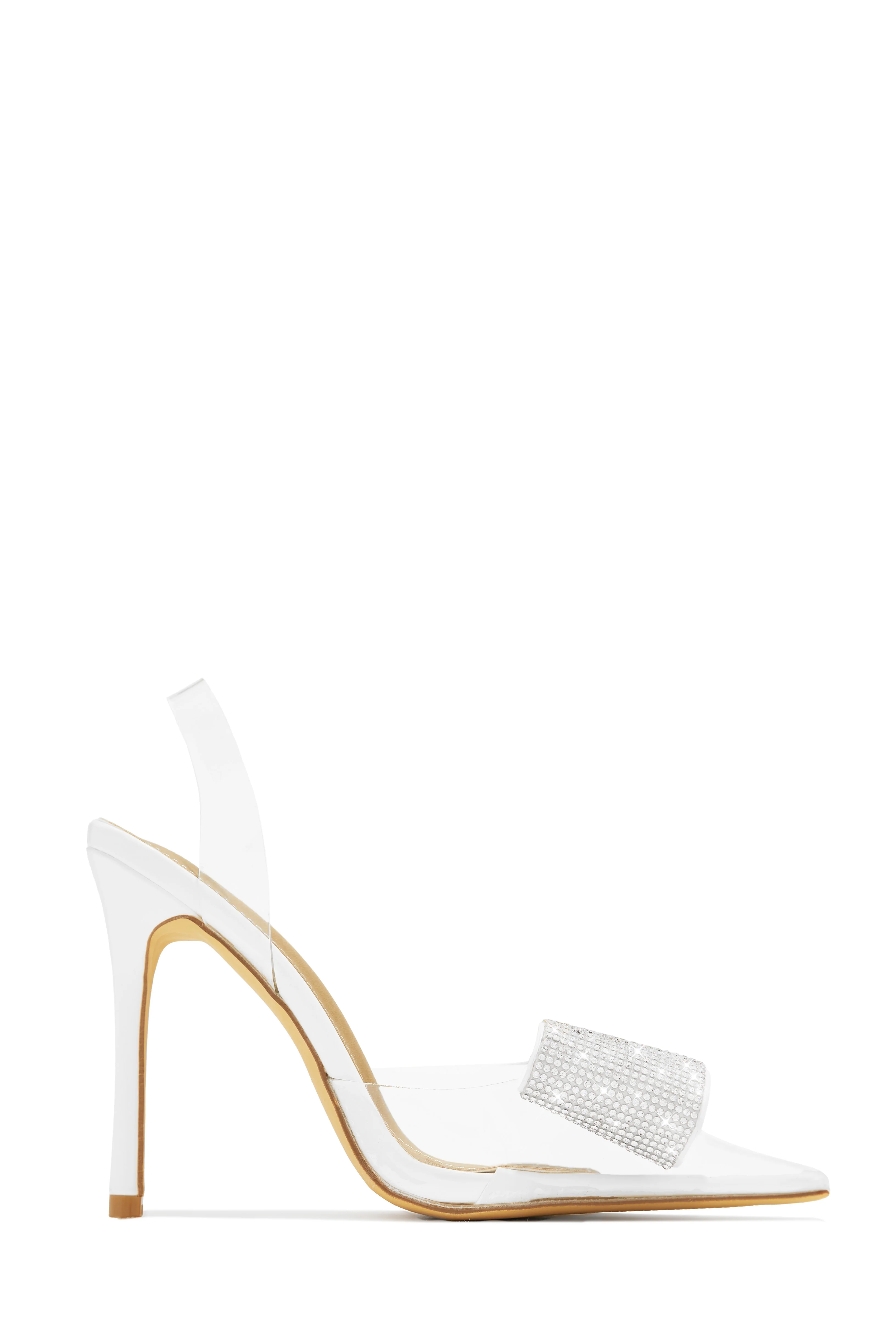 Chiara Embellished Bow Clear High Heel Pumps - White - Image 4