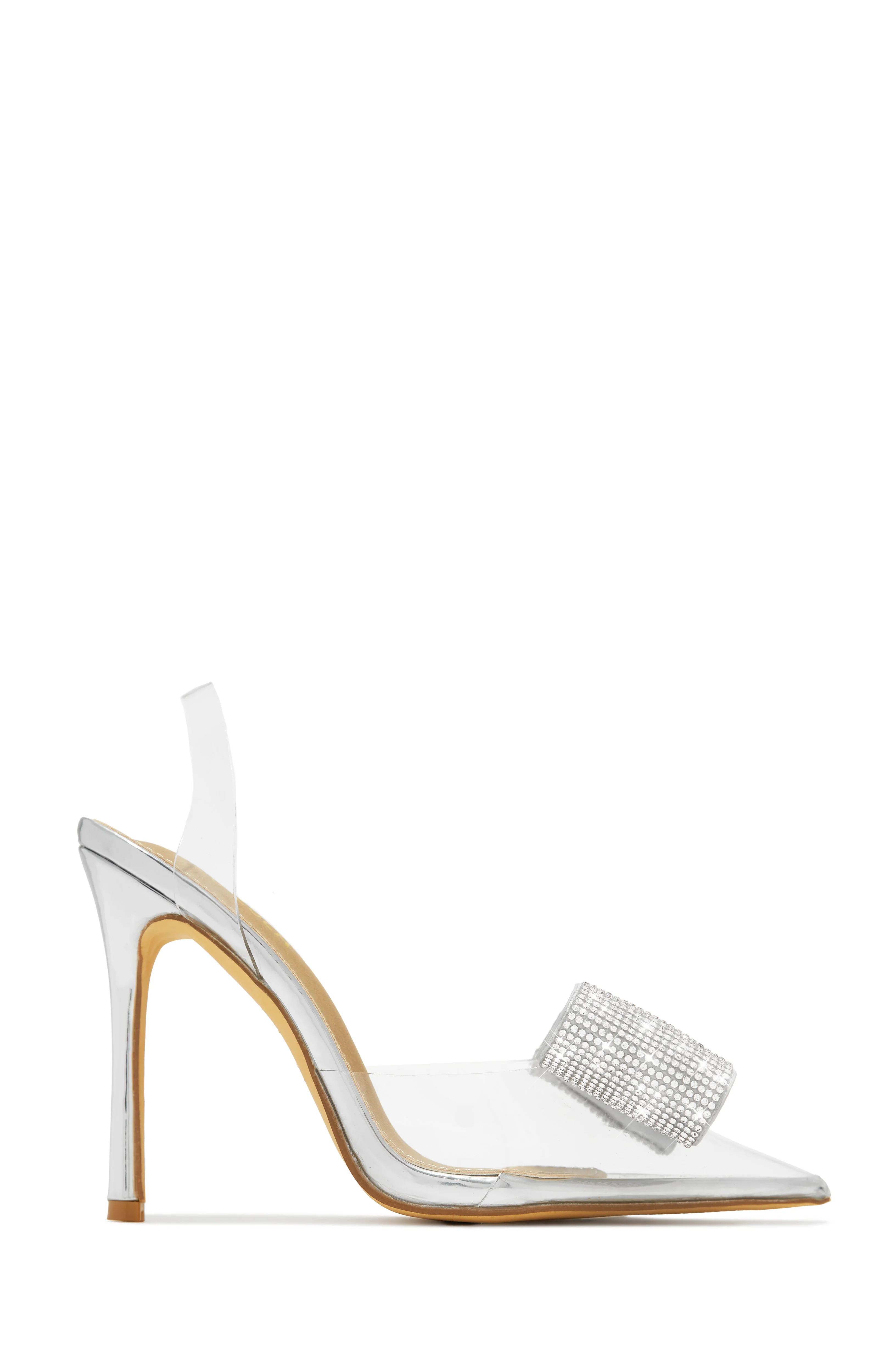 Chiara Embellished Bow Clear High Heel Pumps - White - Image 7