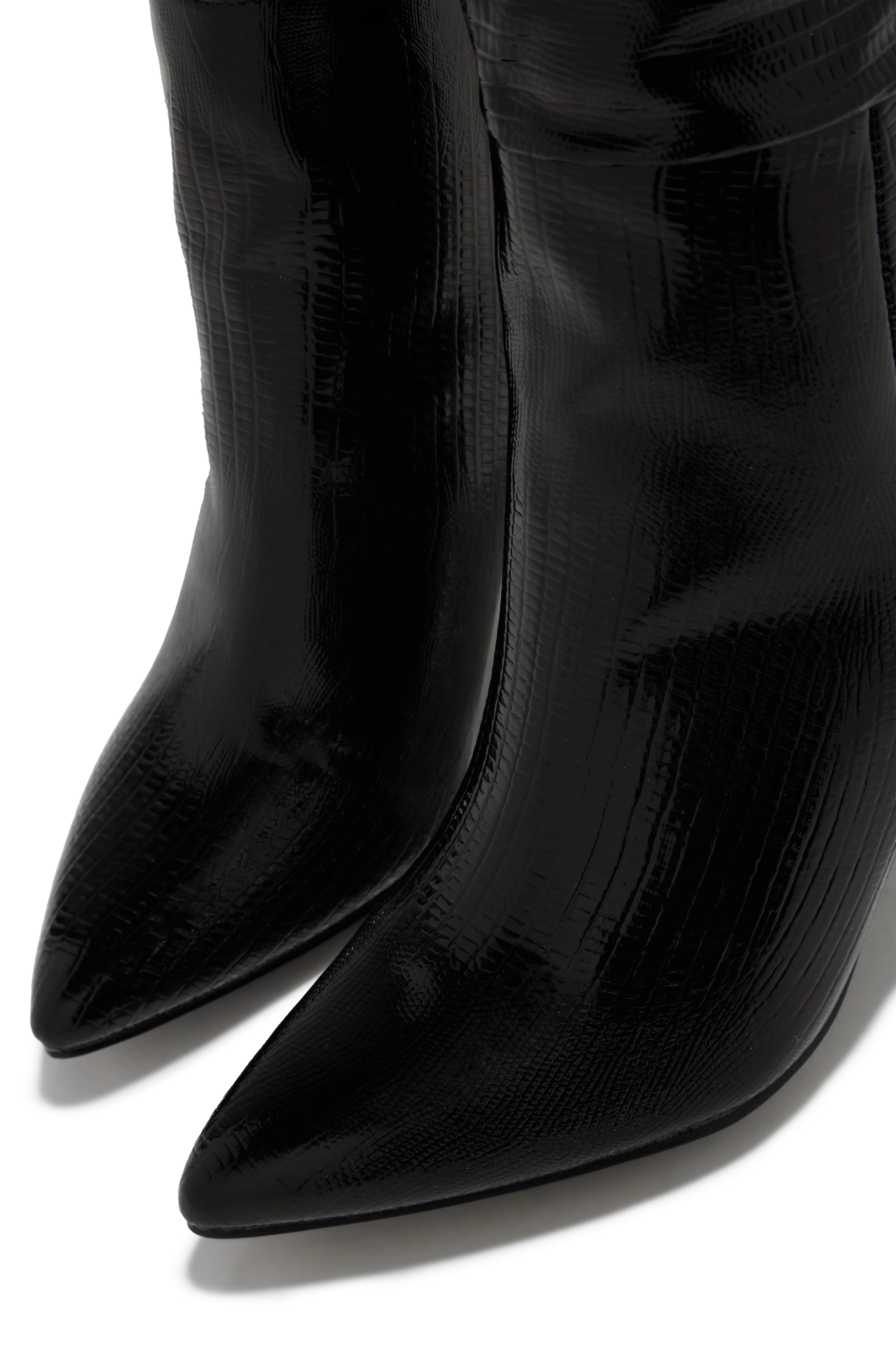 Sarai Knee High Heel Boots - Black - Image 4