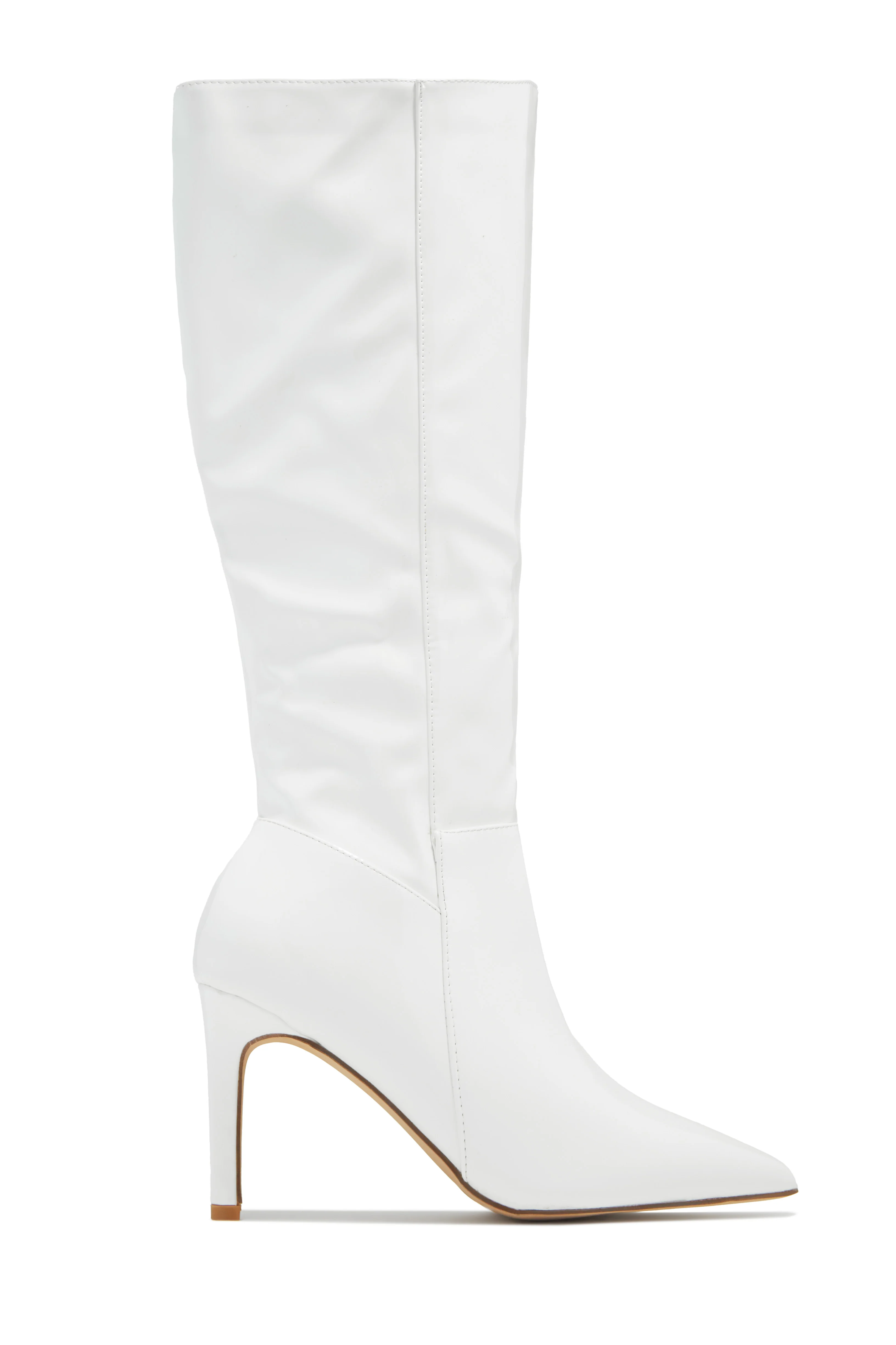 Scarlette Below The Knee Heel Boots - White Pat - Image 5