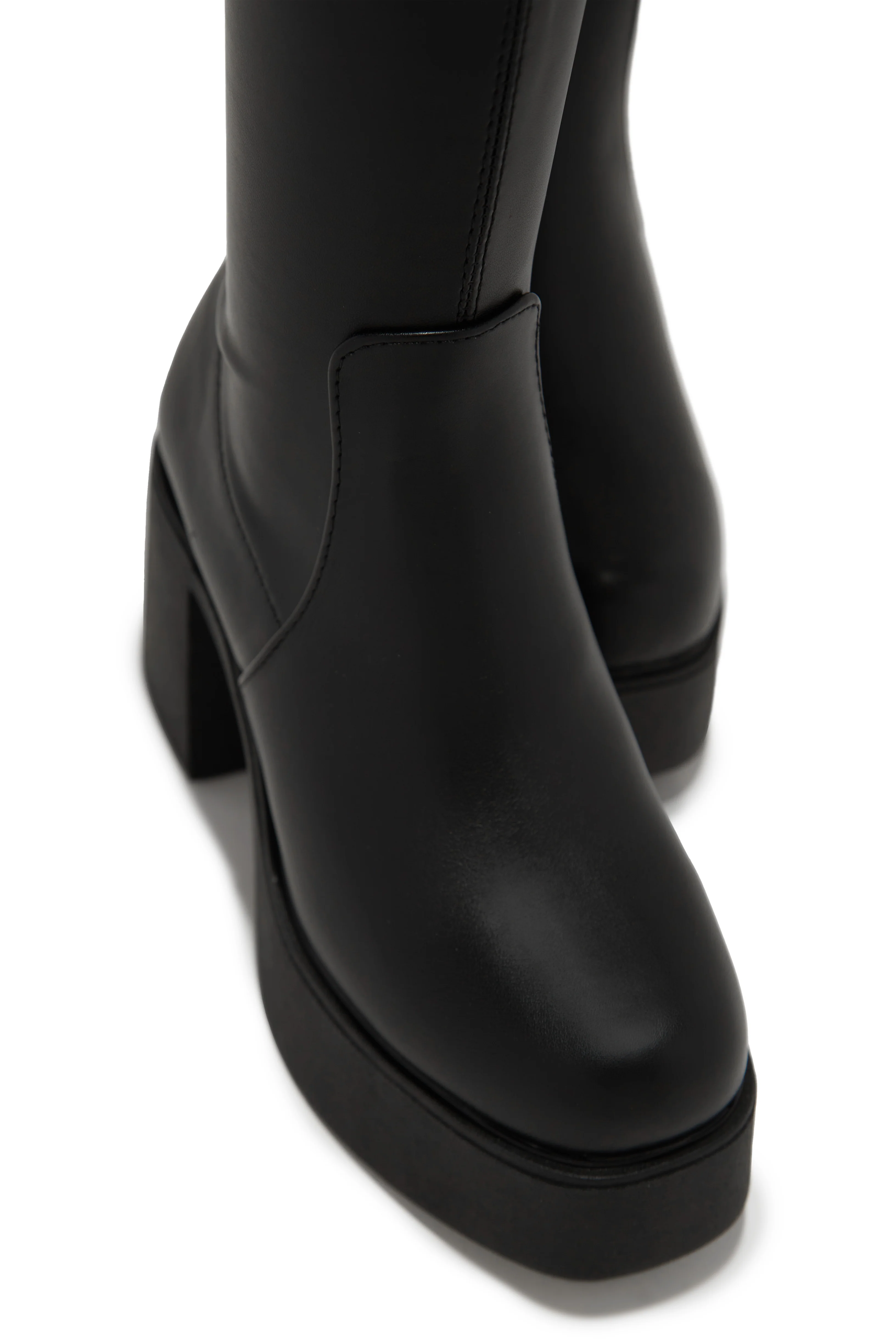 Seline Platform Block Heel Boots - Black - Image 6