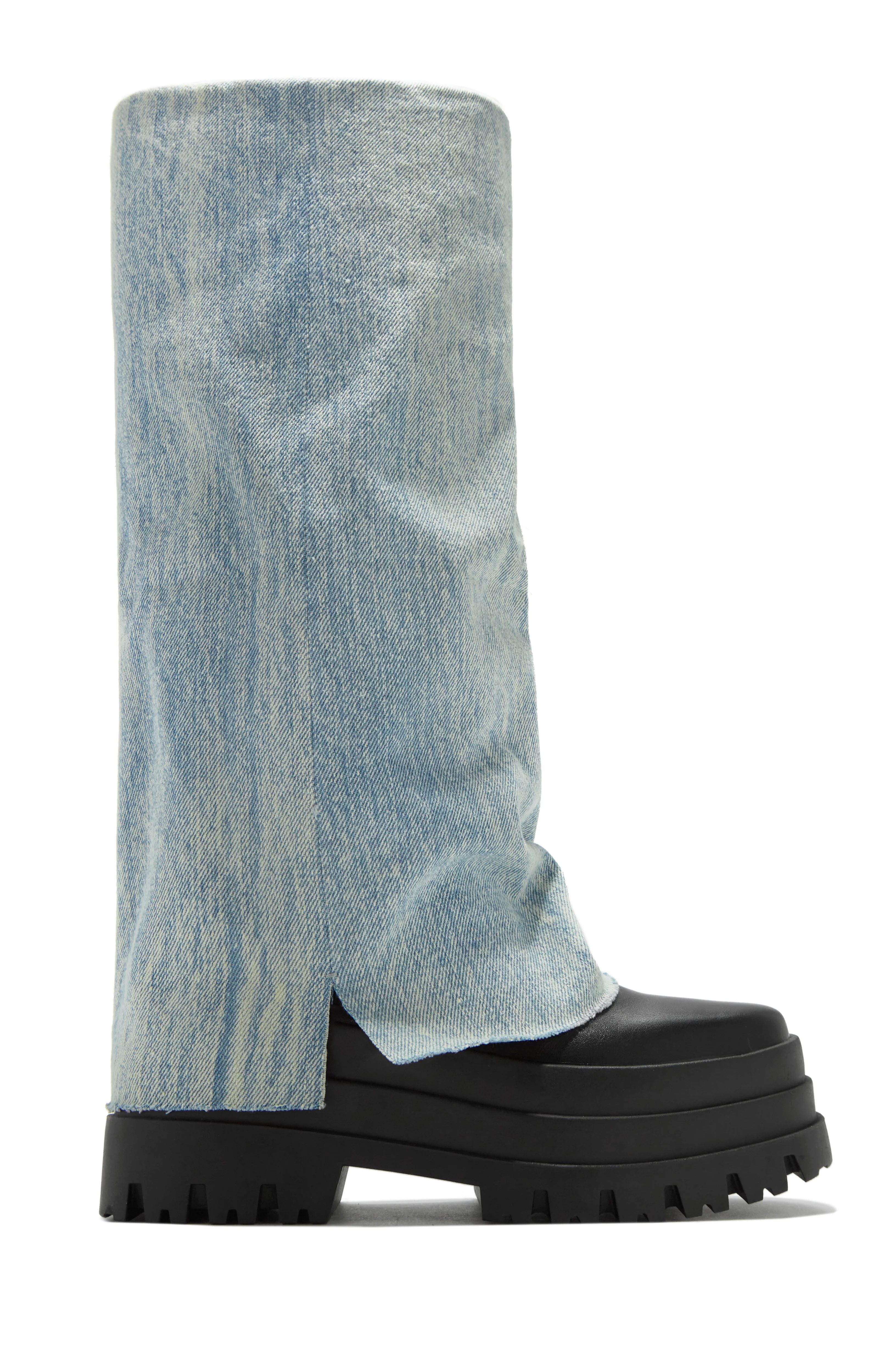 She's The Star Denim Chunky Platform Boots - Denim - Image 5