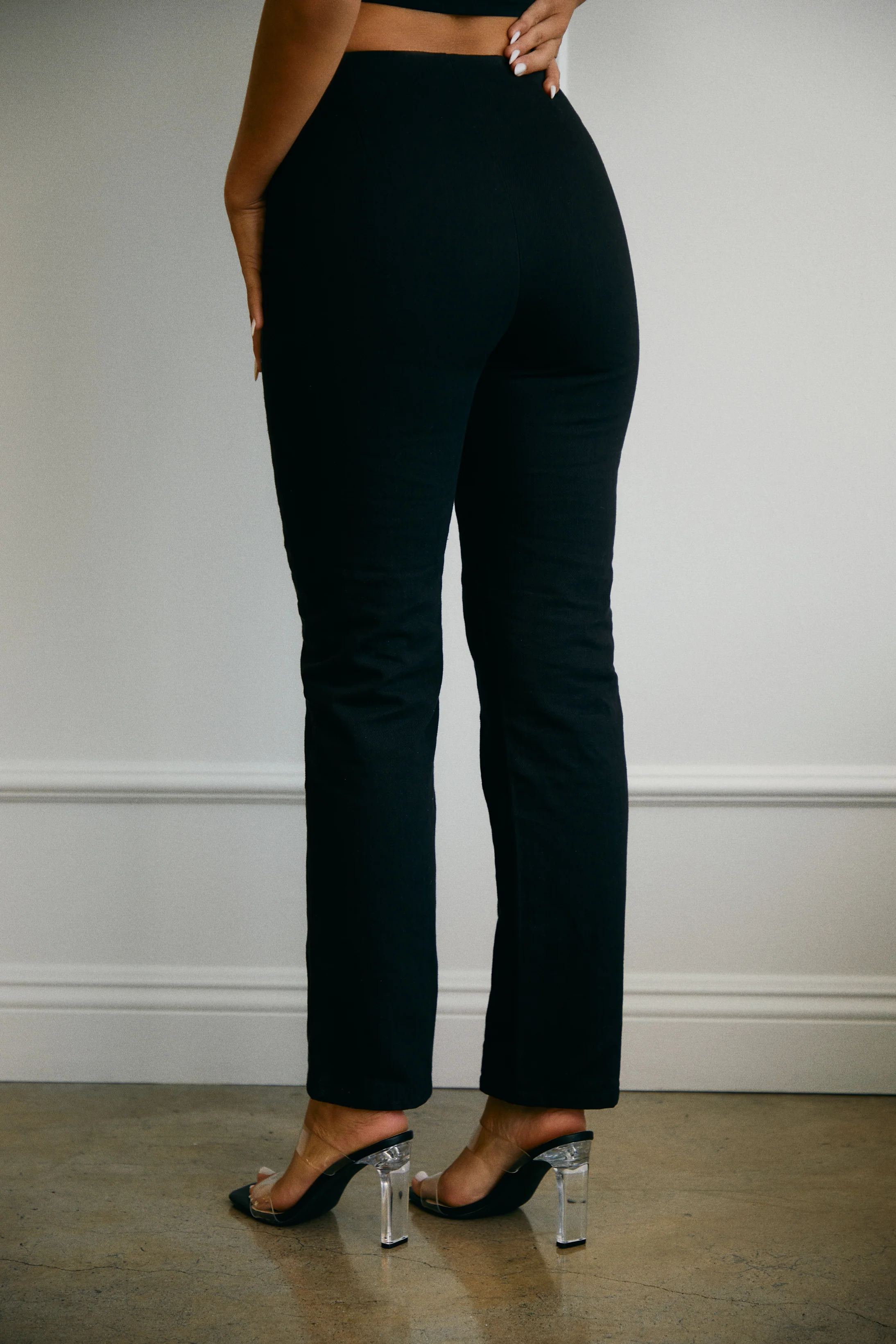 Simani Lattice Detail Straight Leg Pant - Black - Image 5
