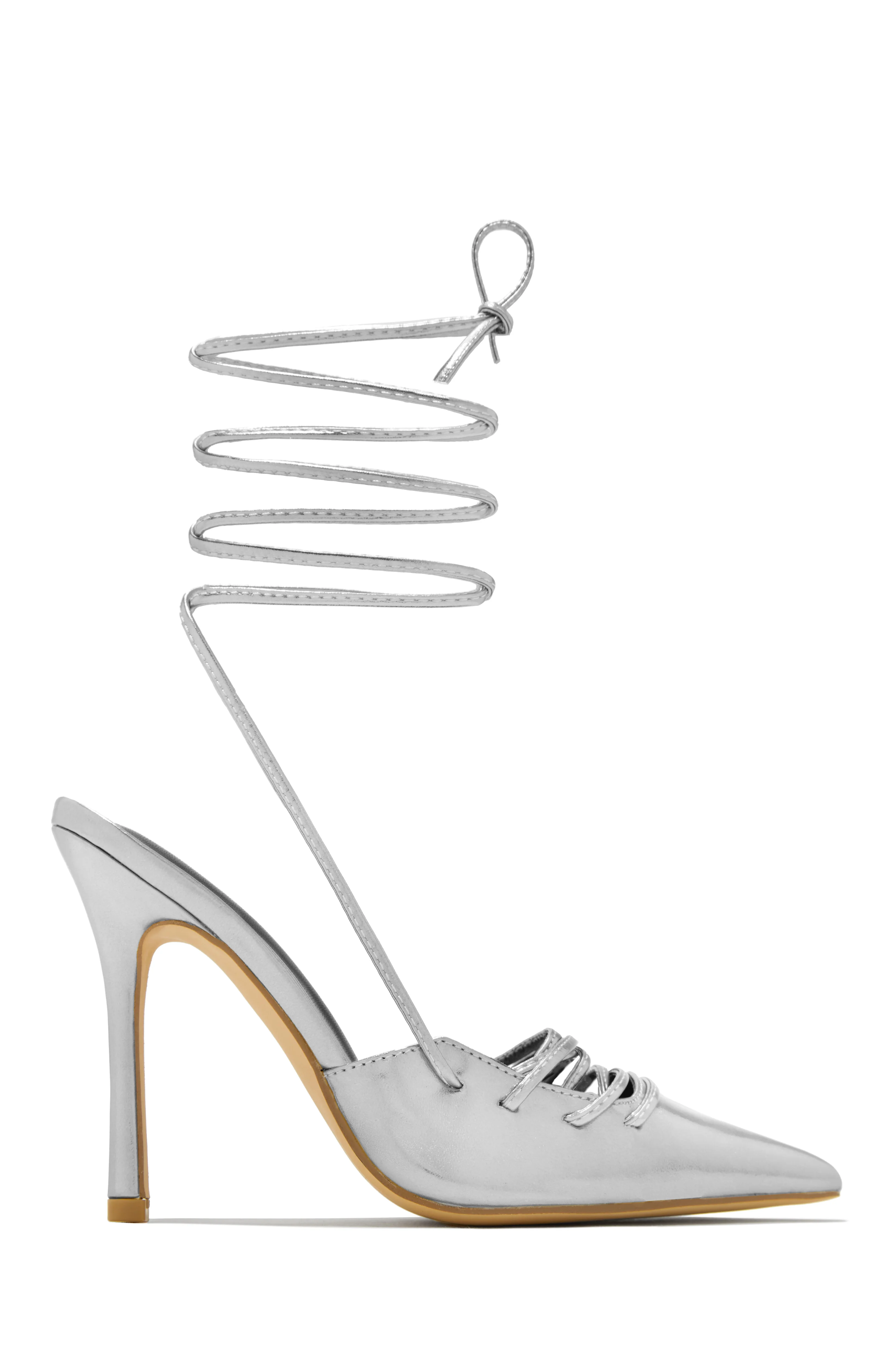 Simone Lace Up High Heel Pumps - Gold - Image 11