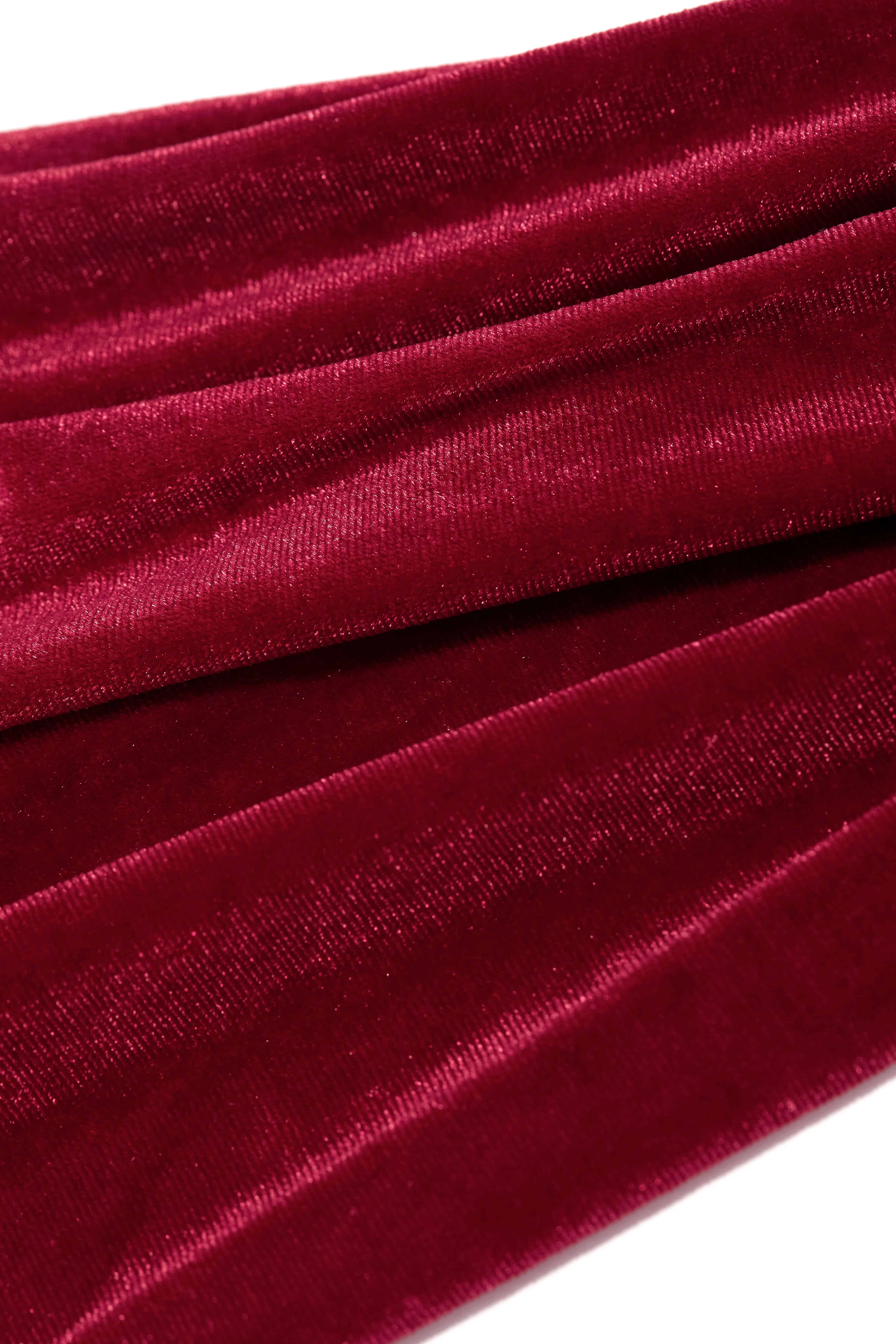 So Tempting Faux Velvet Gloves - Red - Image 2