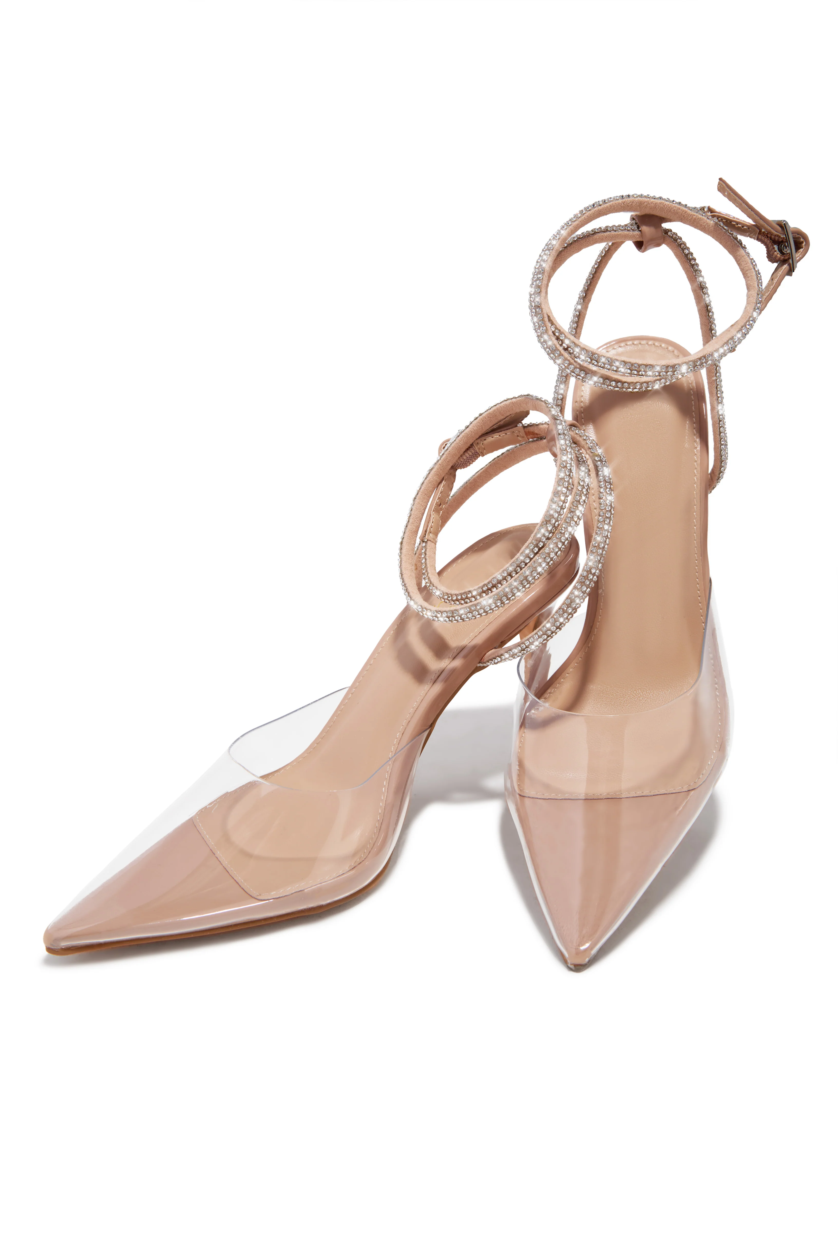 Special Guest Embellished Clear Heels - Nude - Image 2