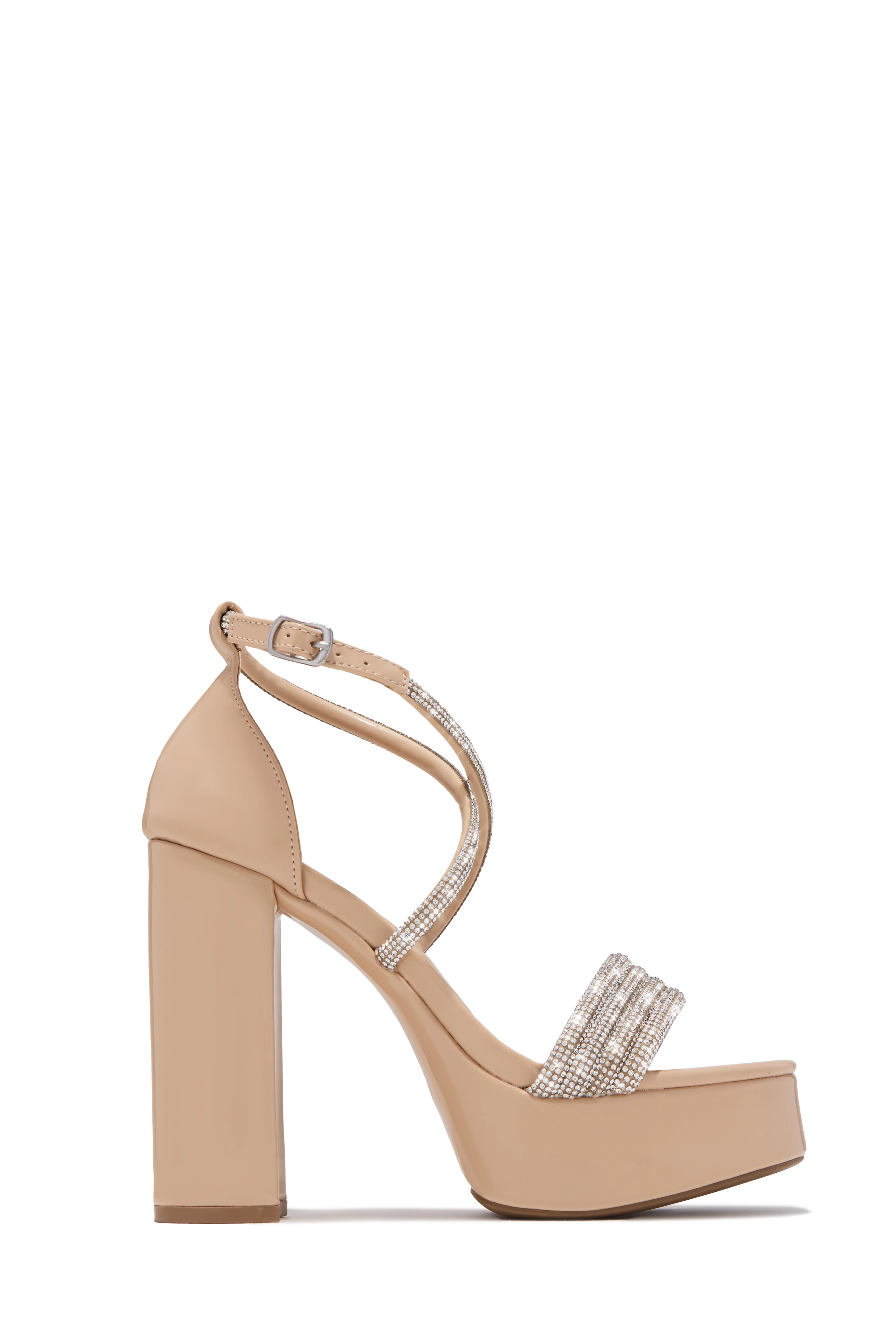 Special Nights Embellished Platform Block Heels - Nude - Image 3