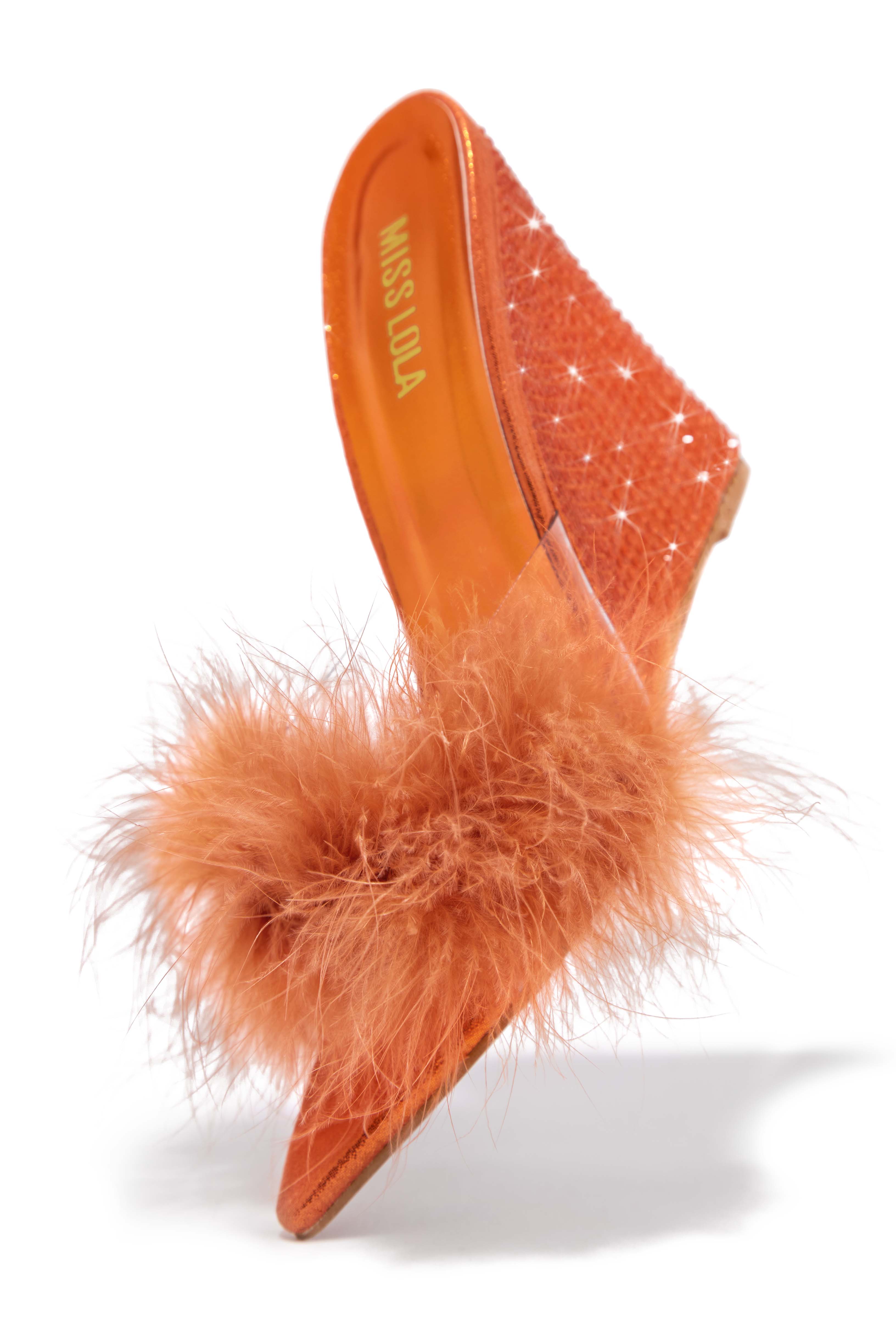 Starla Embellished High Heel Mule Wedges - Orange - Image 5