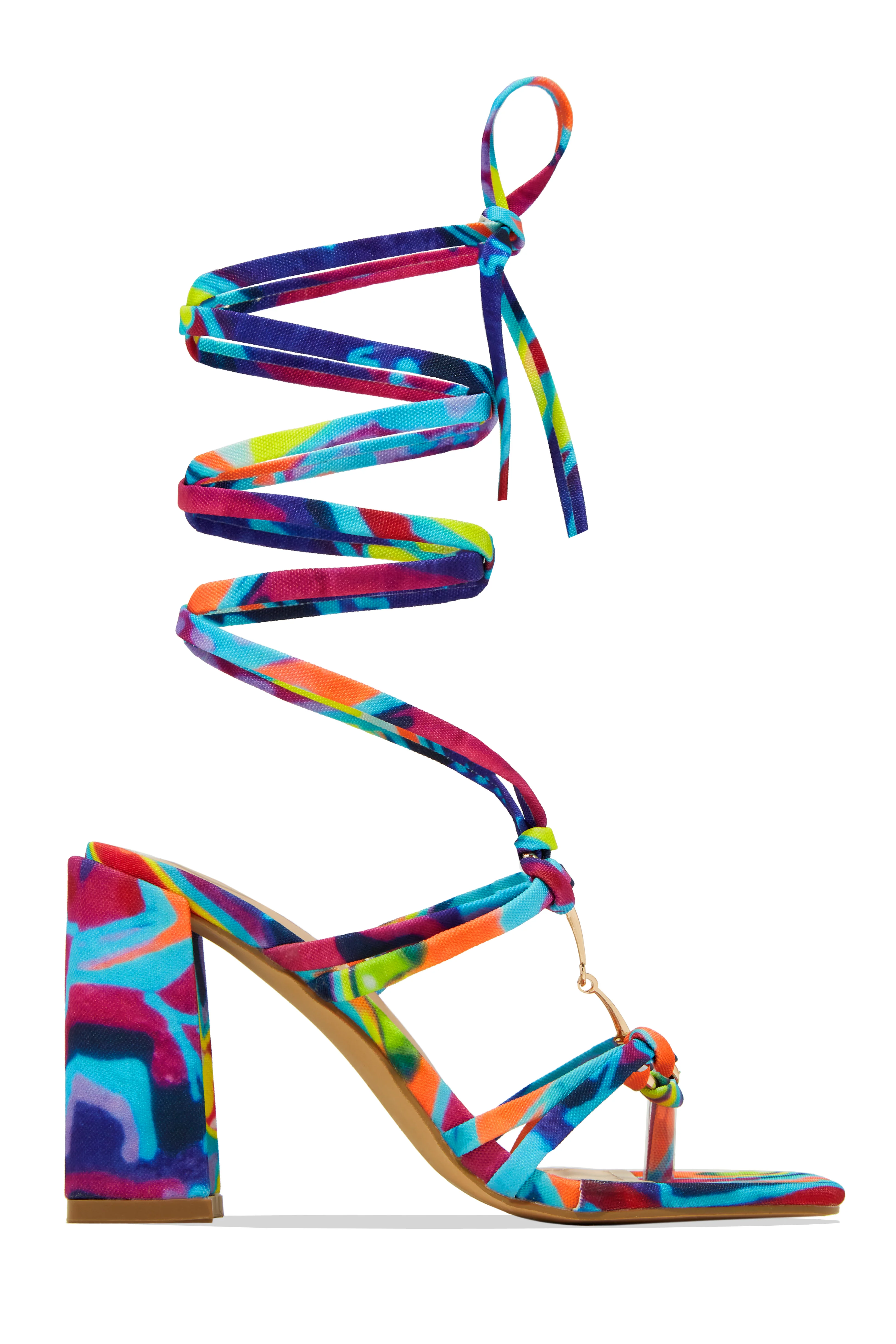 Stepping Out Lace Up Block Heels - Lime - Image 8