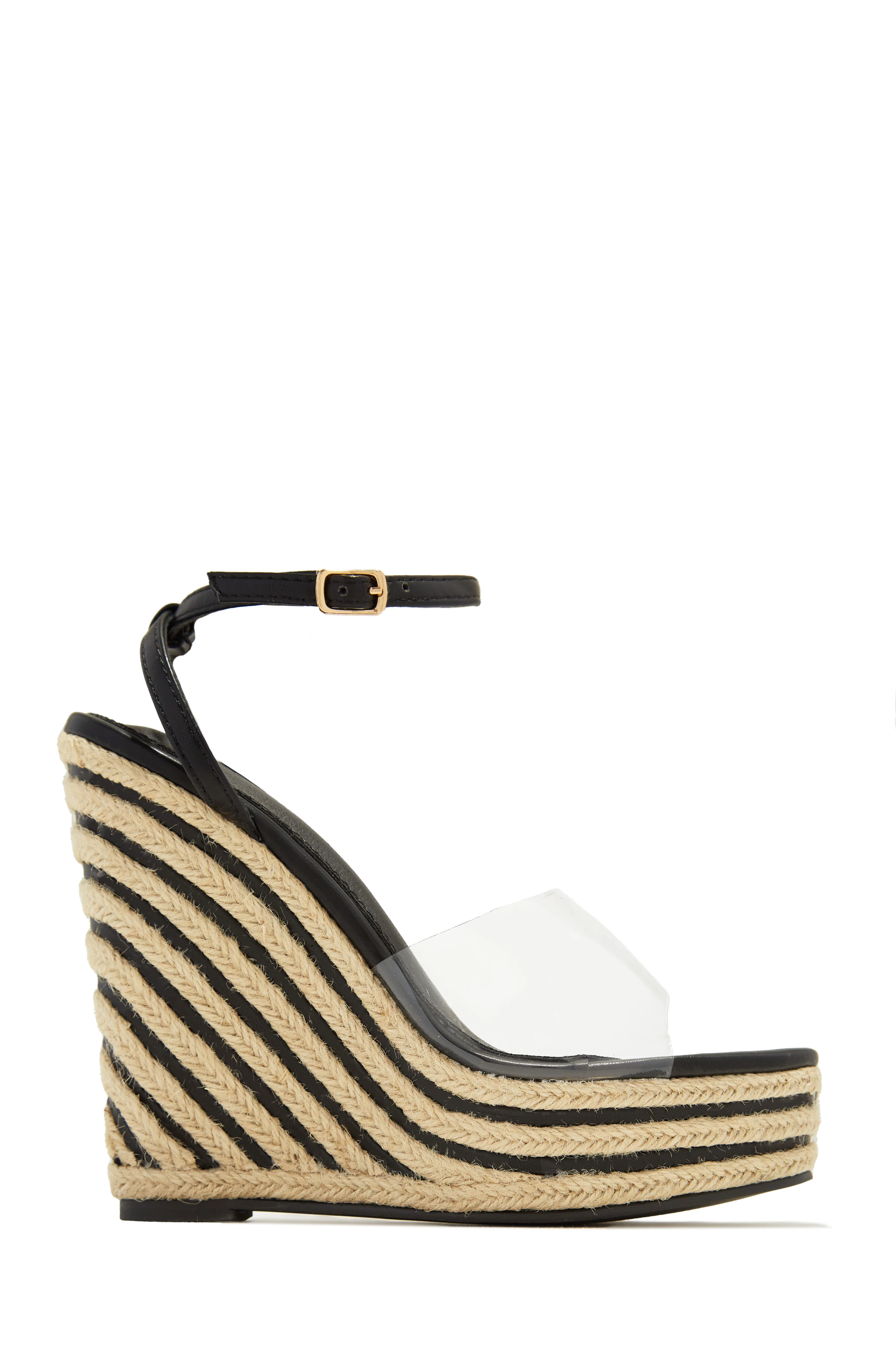 Summer Uniform Platform Espadrille Wedges - Black - Image 6