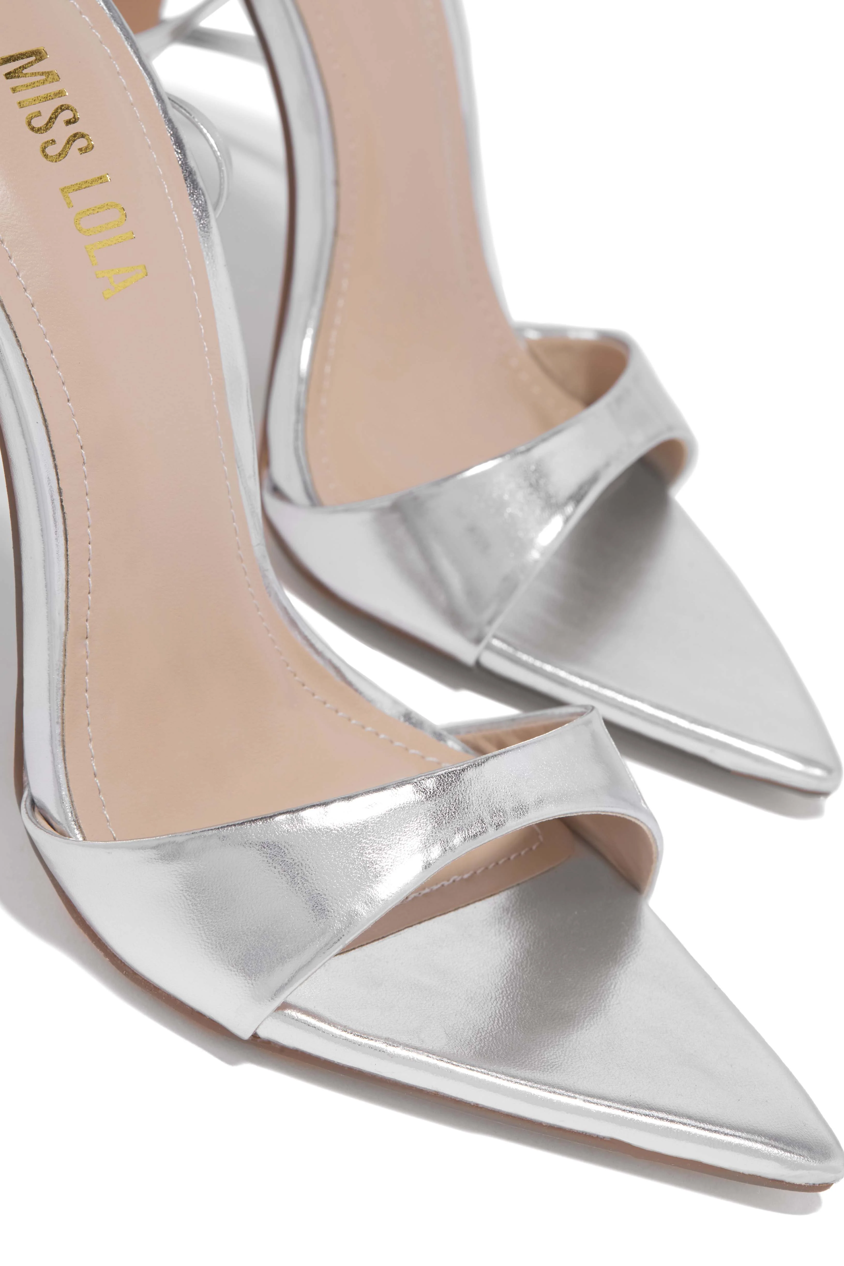 Sun Kissed Nights Lace Up High Heels - Silver - Image 3
