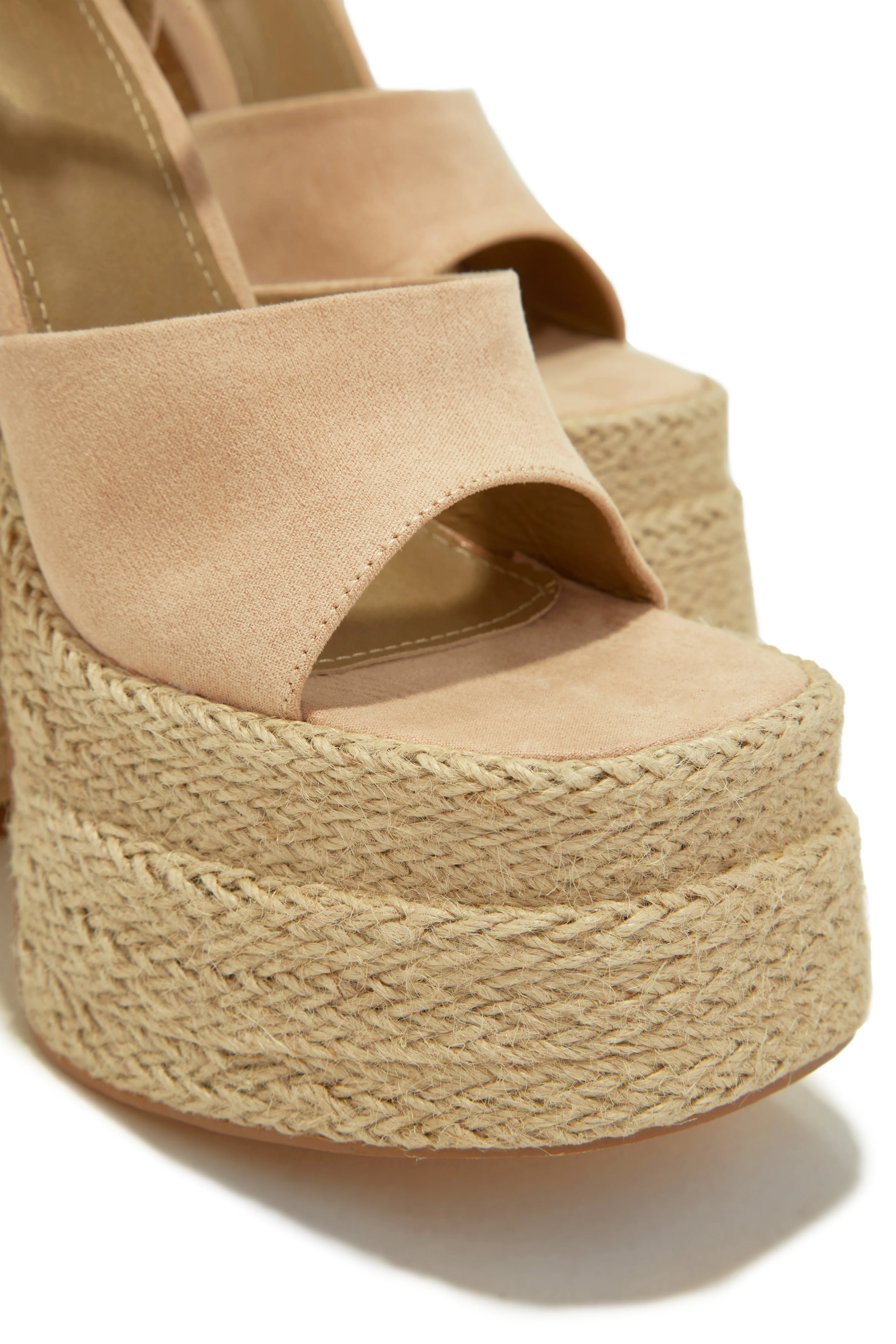Sunset Margaritas Espadrille Platform Block High Heels - Nude - Image 5