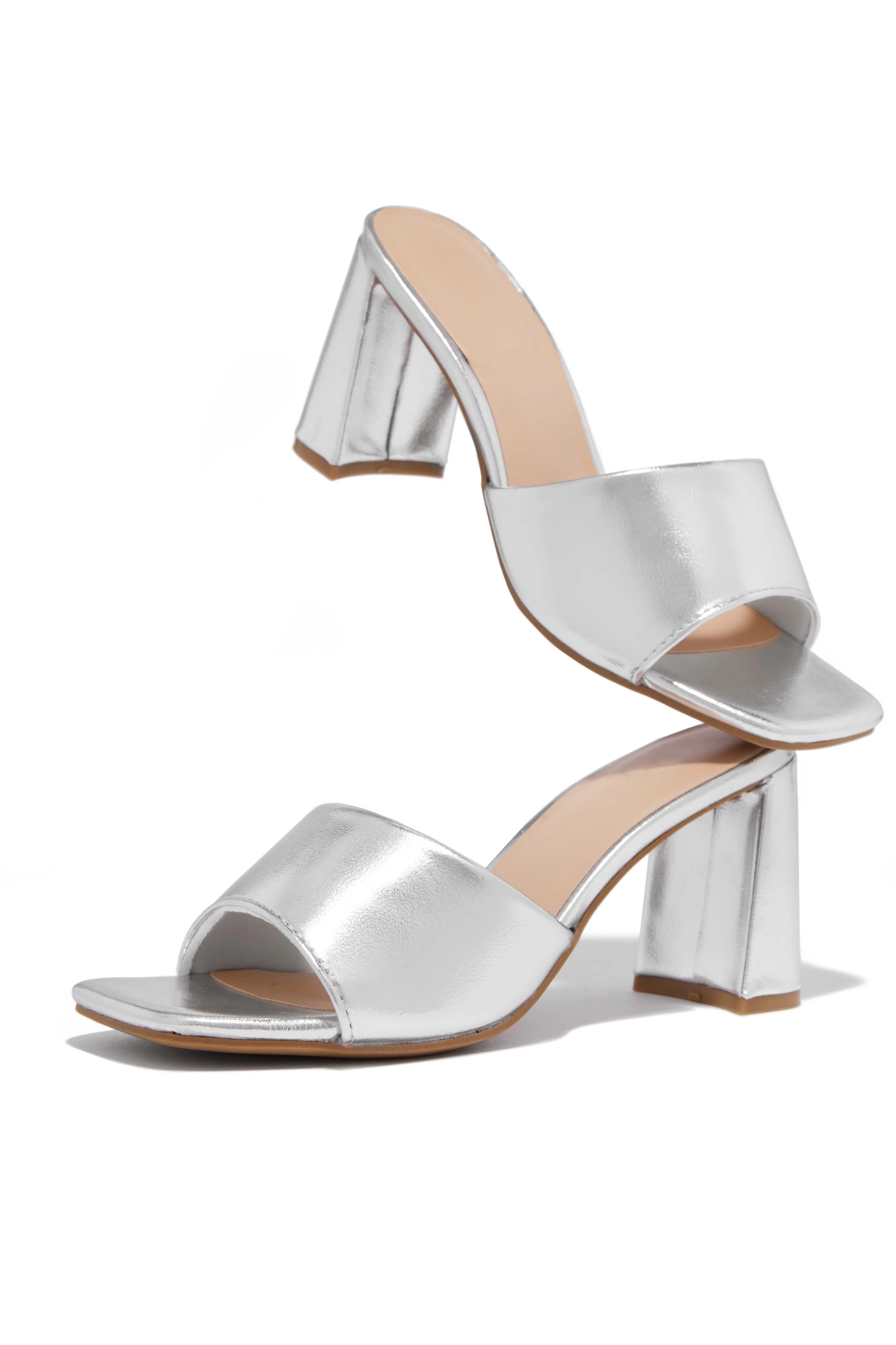 Sylva Block Heel Mules - Silver - Image 3