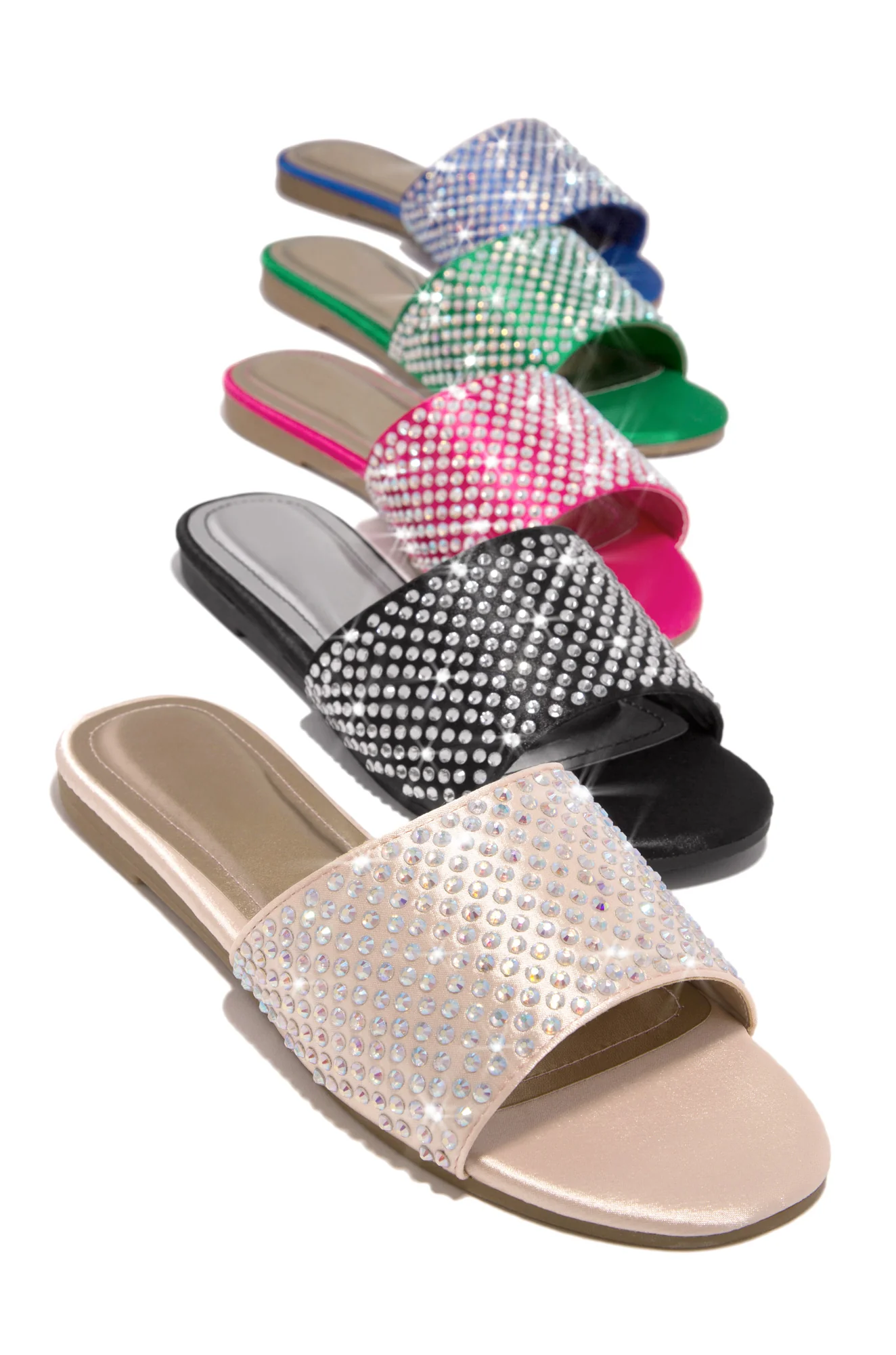 Ula Embellished Slip On Sandals - Green - Image 5