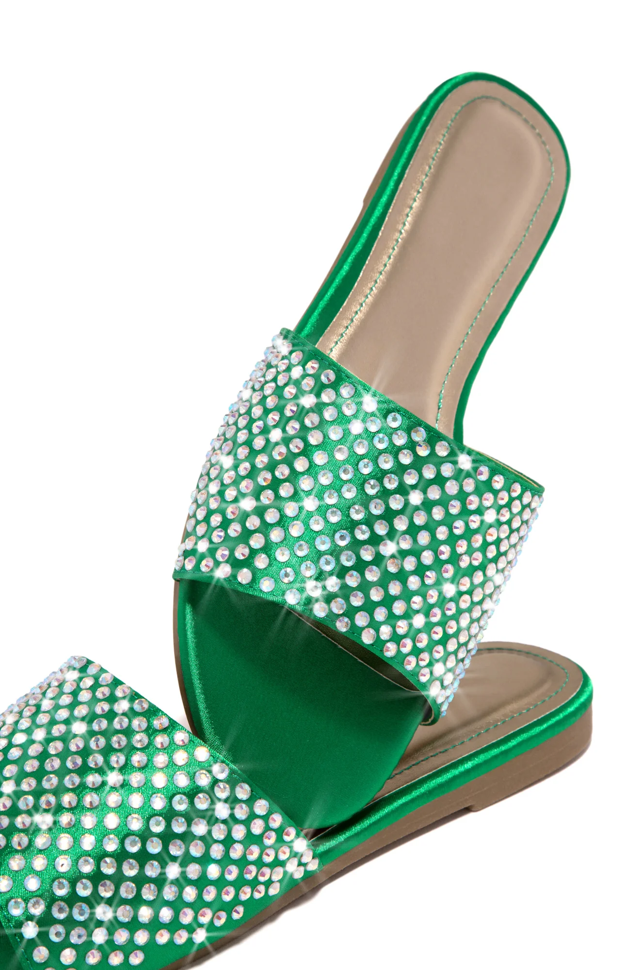 Ula Embellished Slip On Sandals - Green - Image 6