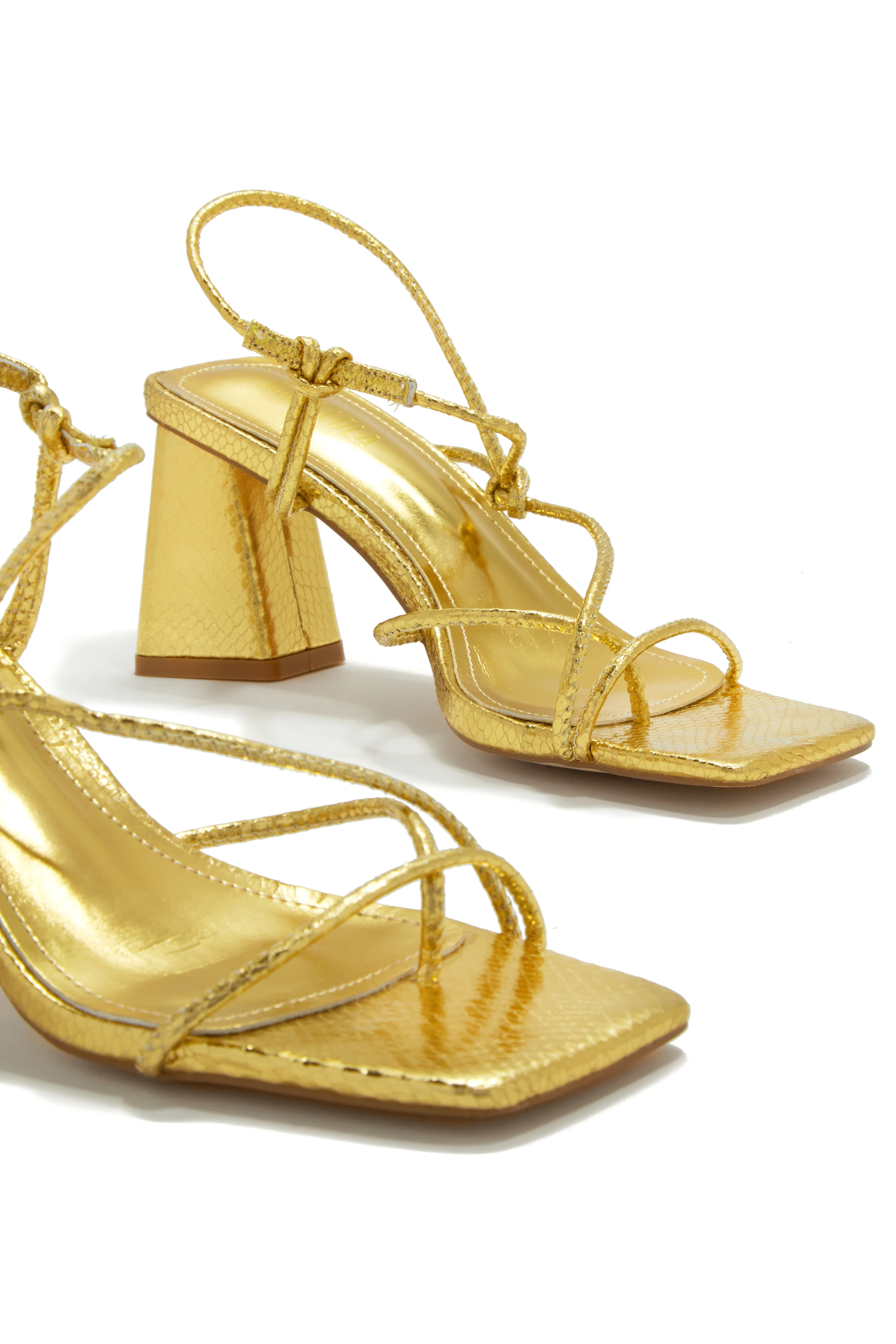 Vacation Memories Block Mid Heels - Gold - Image 4