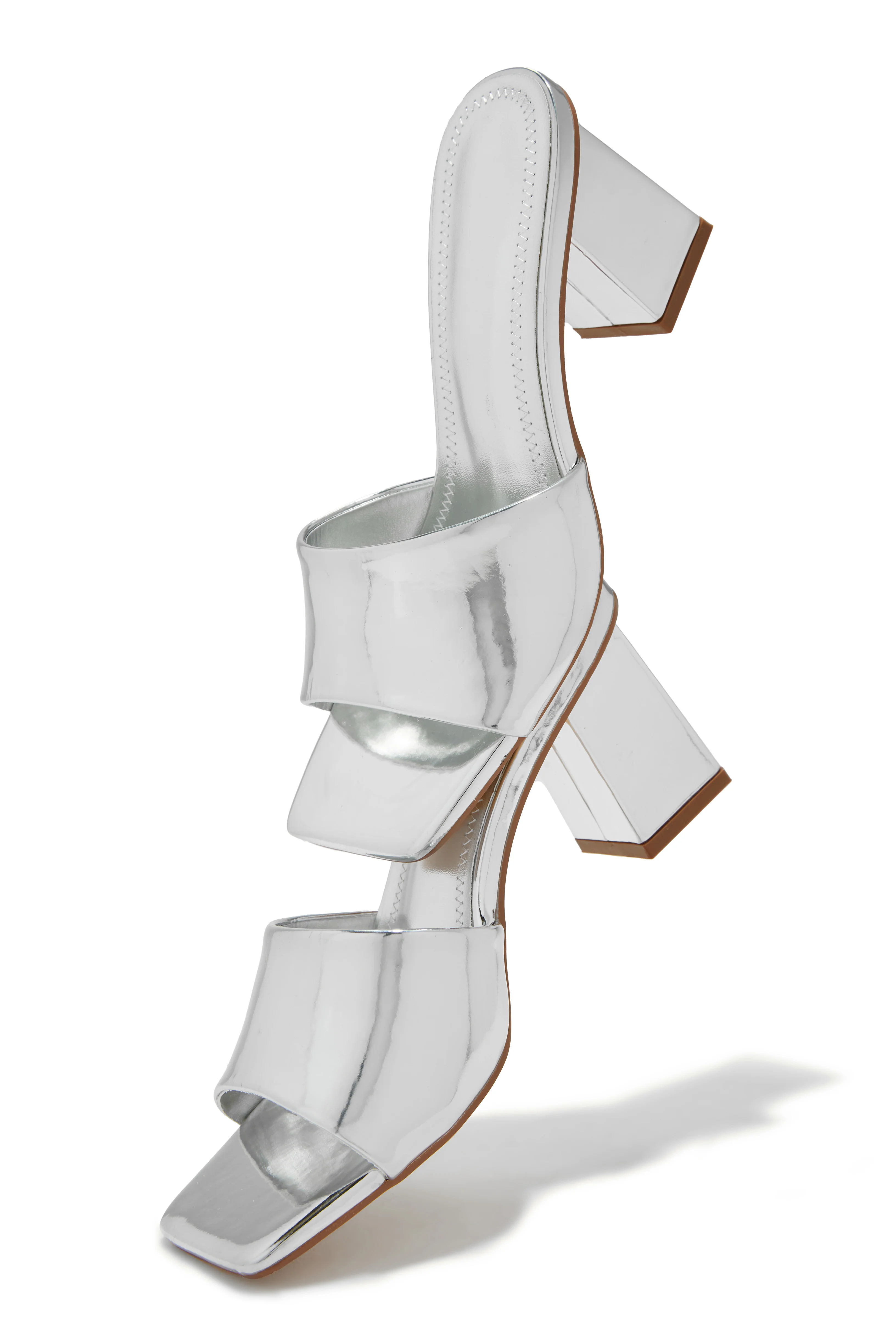 Valentine Block Heel Mules - Silver - Image 4