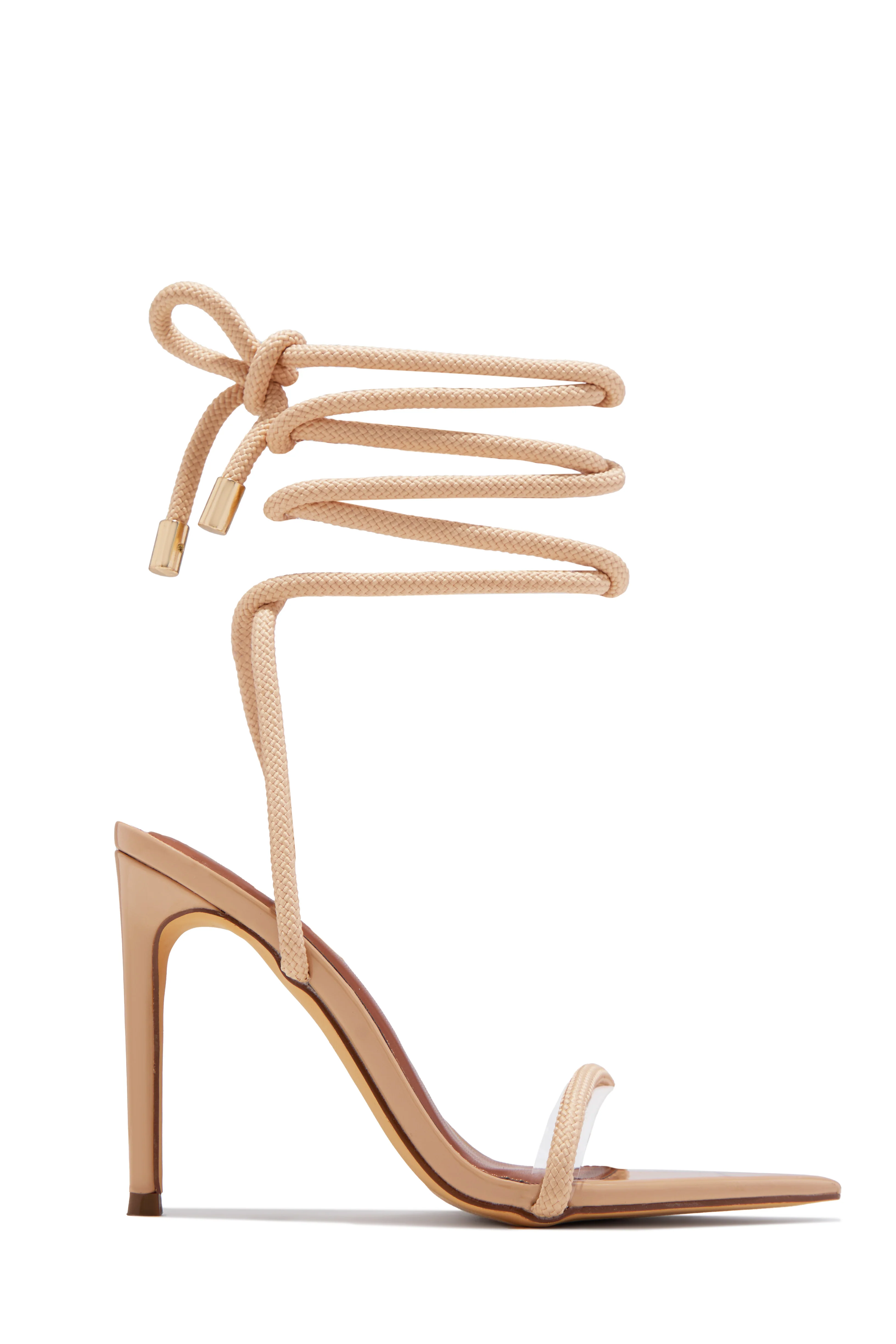 Valeria Lace Up High Heels - Nude - Image 4