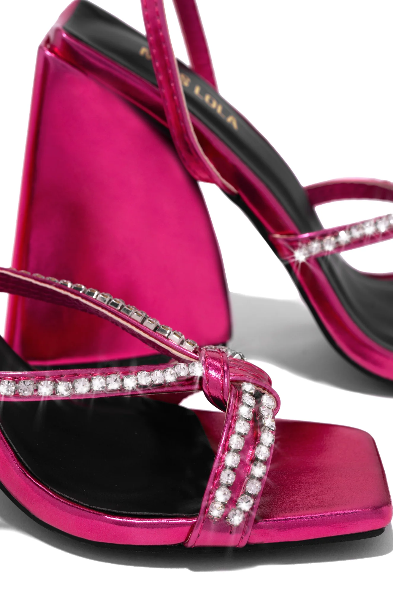 Valerya Embellished Triangle Block Heels - Pink - Image 4