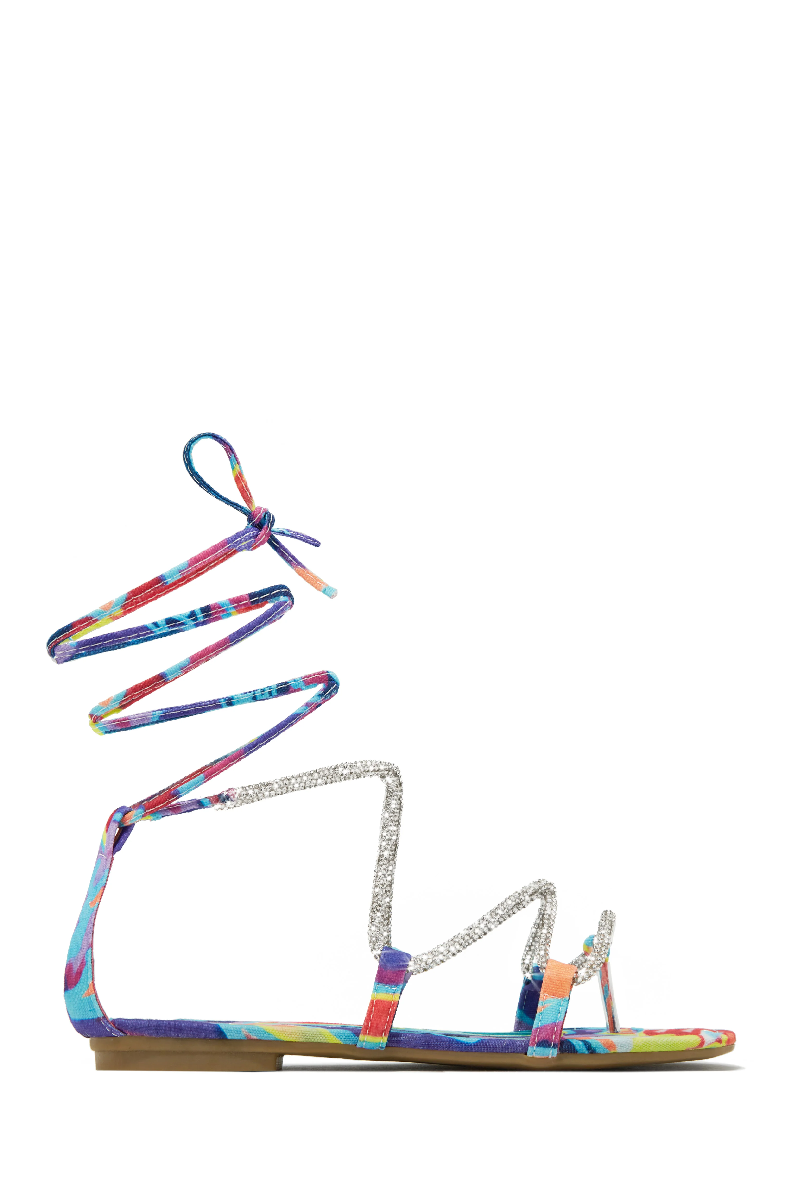 Vegas Weekend Embellished Lace Up Sandals - Multi - Image 4
