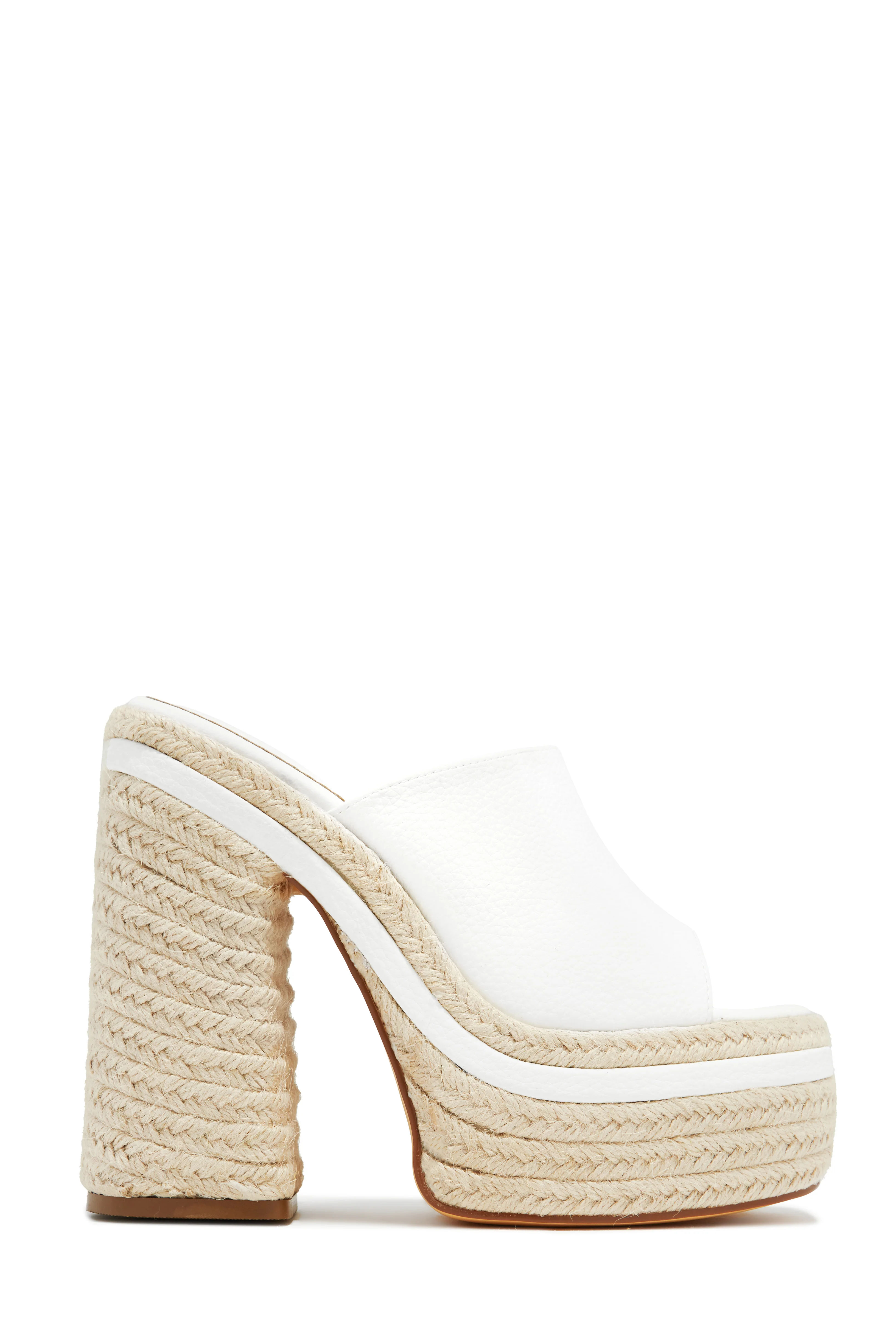 Weekend Attire Platform Block Heel Mules - White - Image 7
