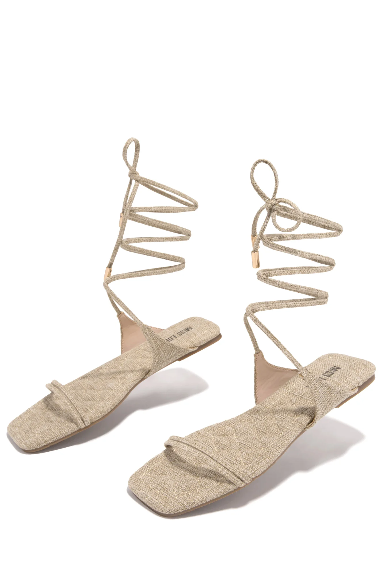 Wine & Dine Lace Up Sandals - Natural - Image 5