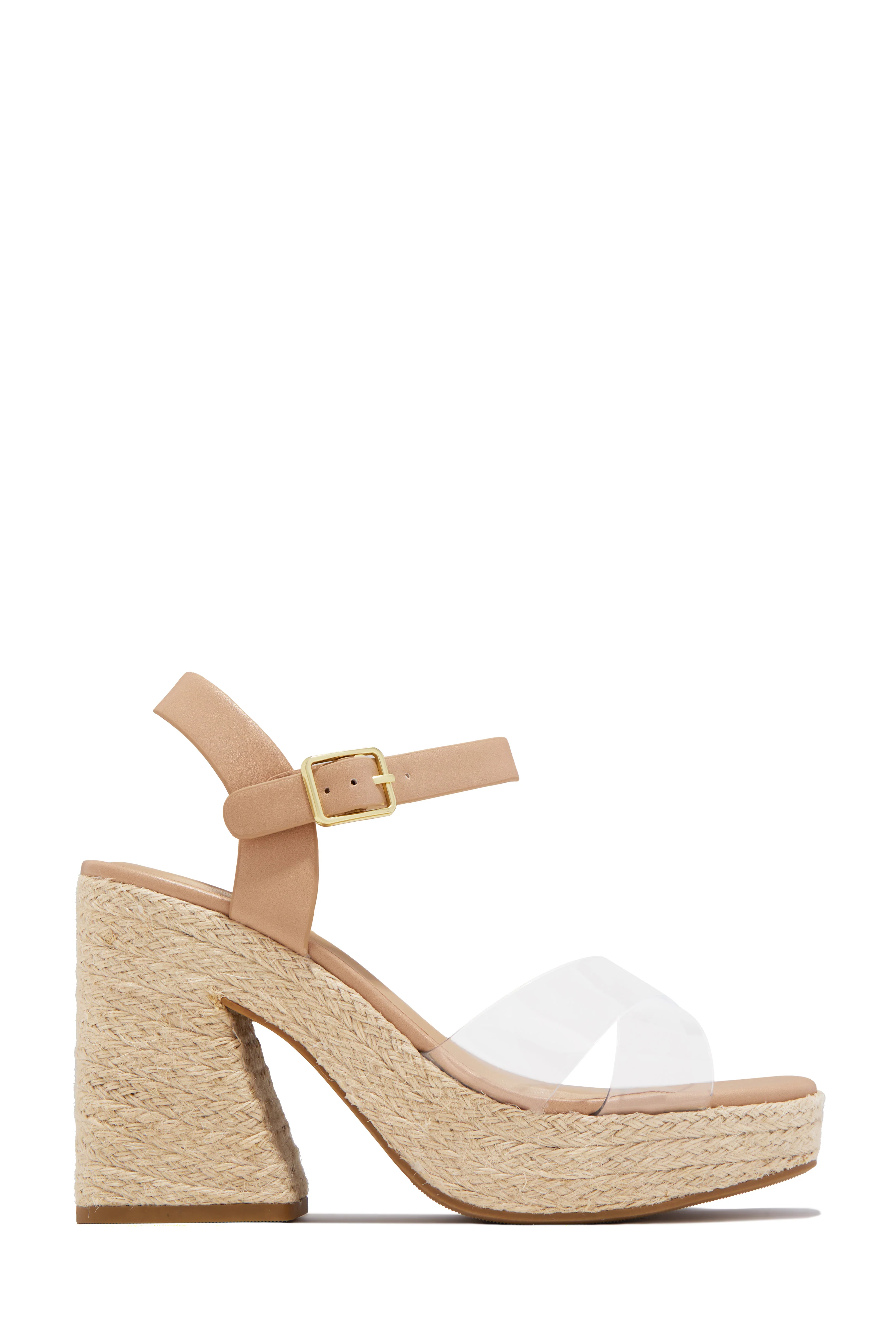 Xoch Platform Clear Strap Espadrille Heels - Nude - Image 3