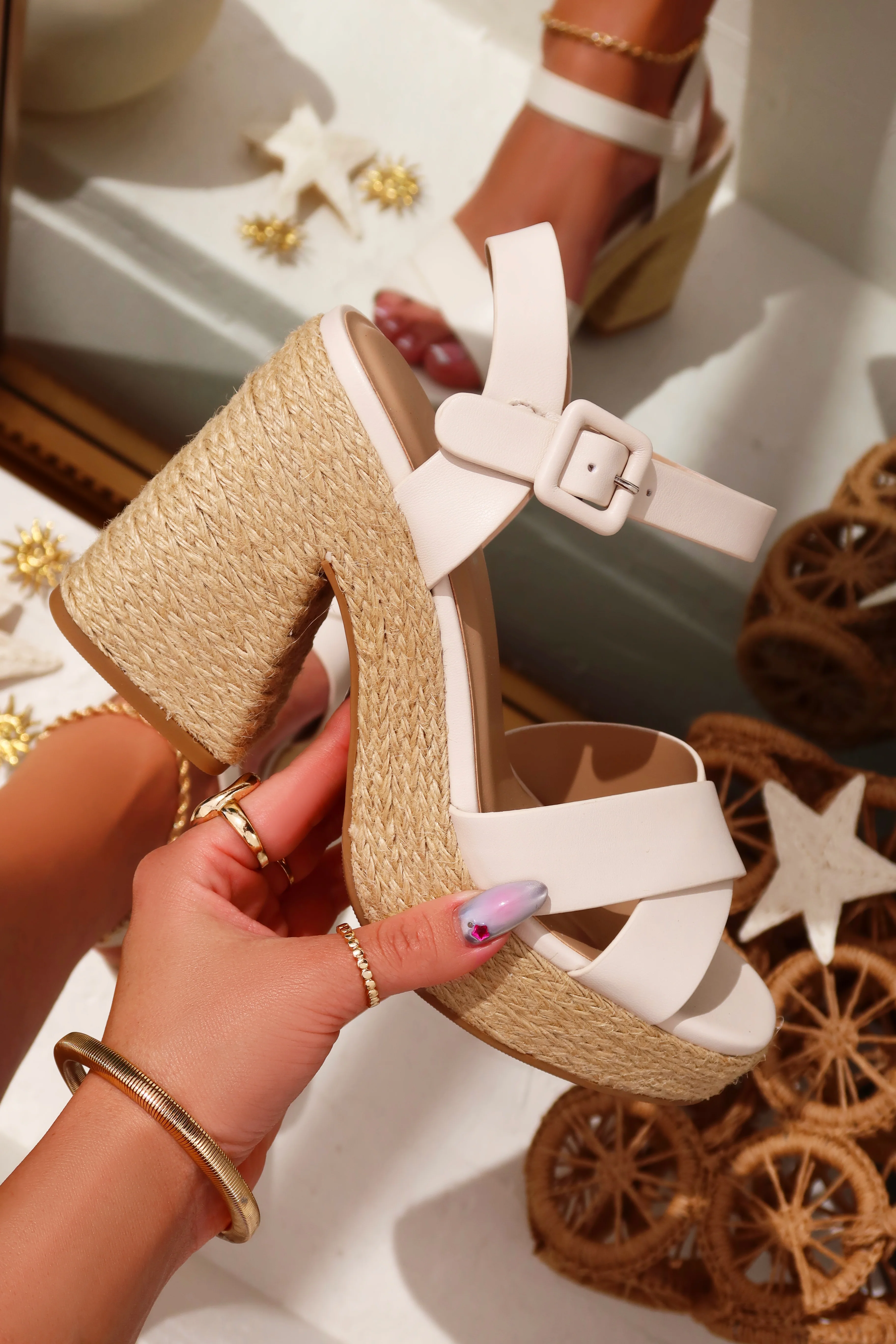 Xoch Platform Espadrille Heels - Bone - Image 3