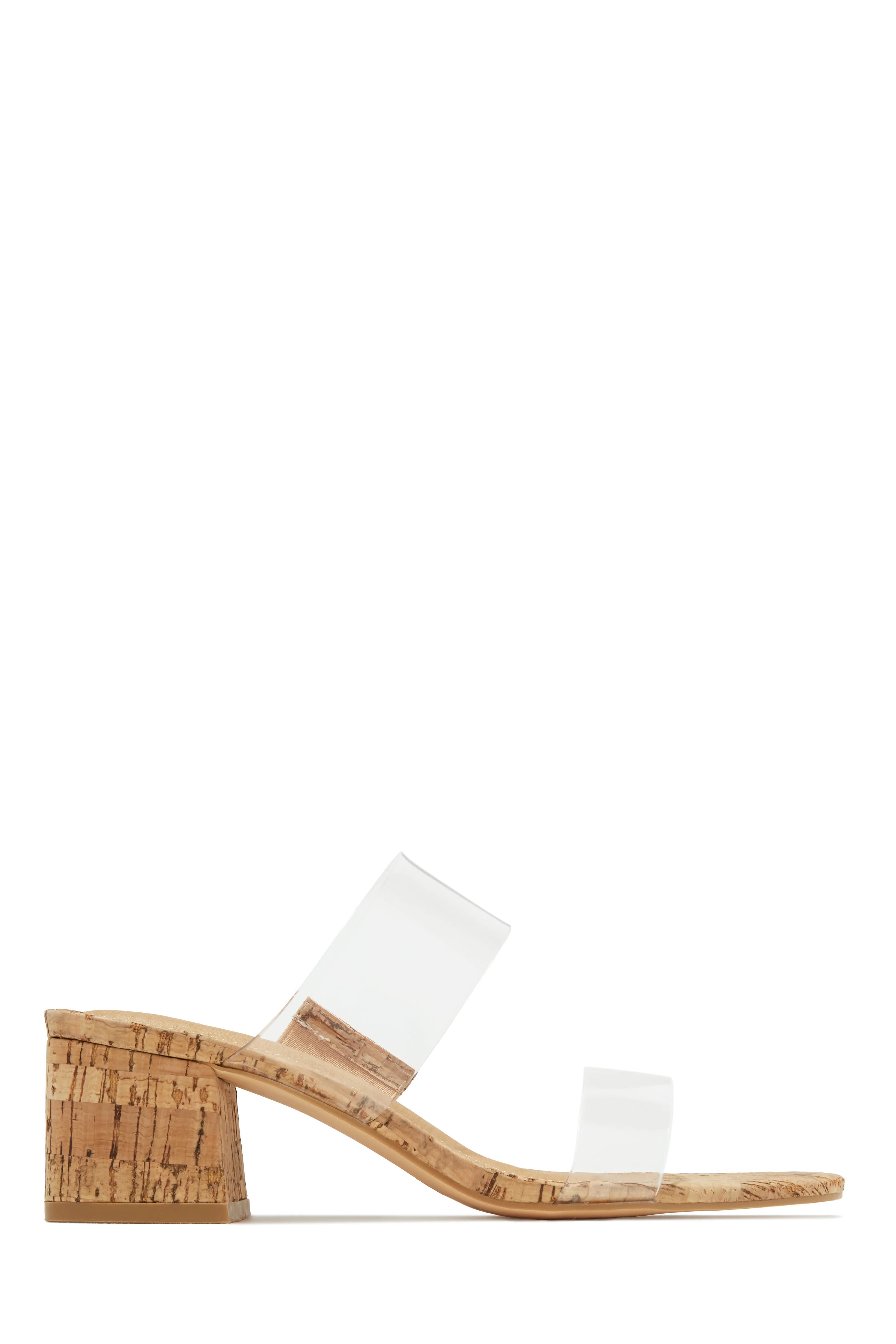 Yara Clear Strap Block Mid Heel Mules - Cork - Image 7