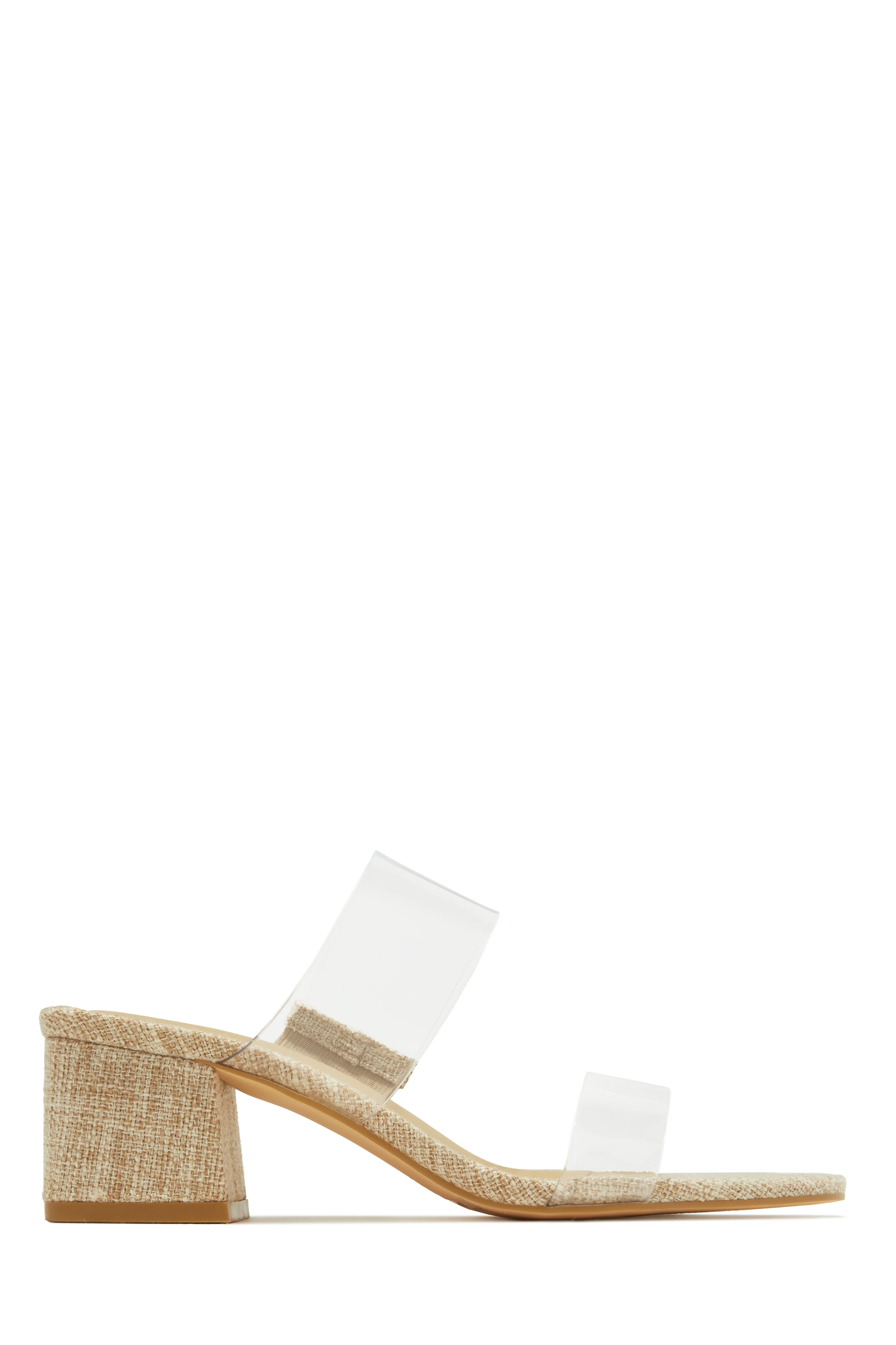 Yara Clear Strap Block Mid Heel Mules - Cork - Image 9