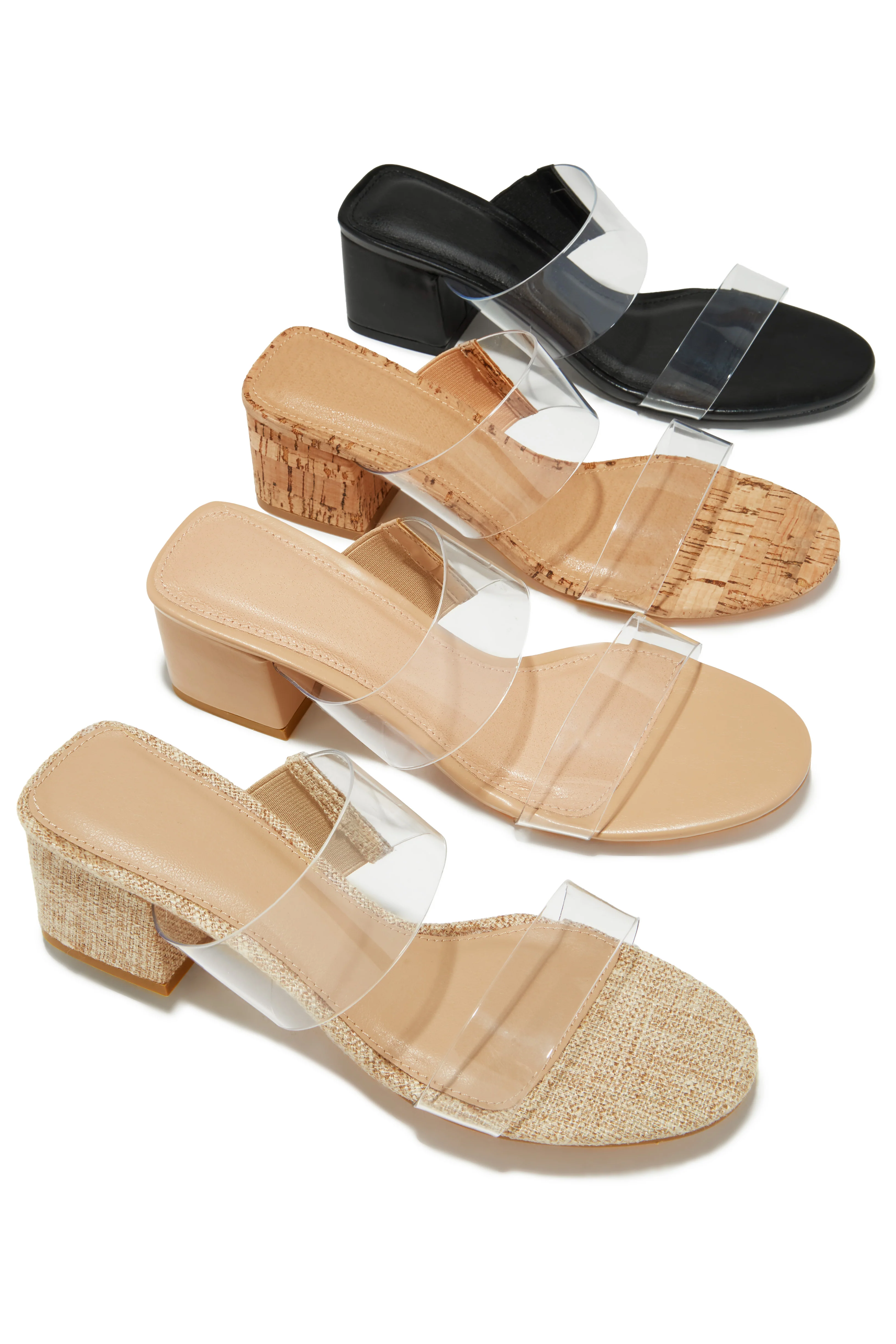 Yara Clear Strap Block Mid Heel Mules - Natural - Image 5