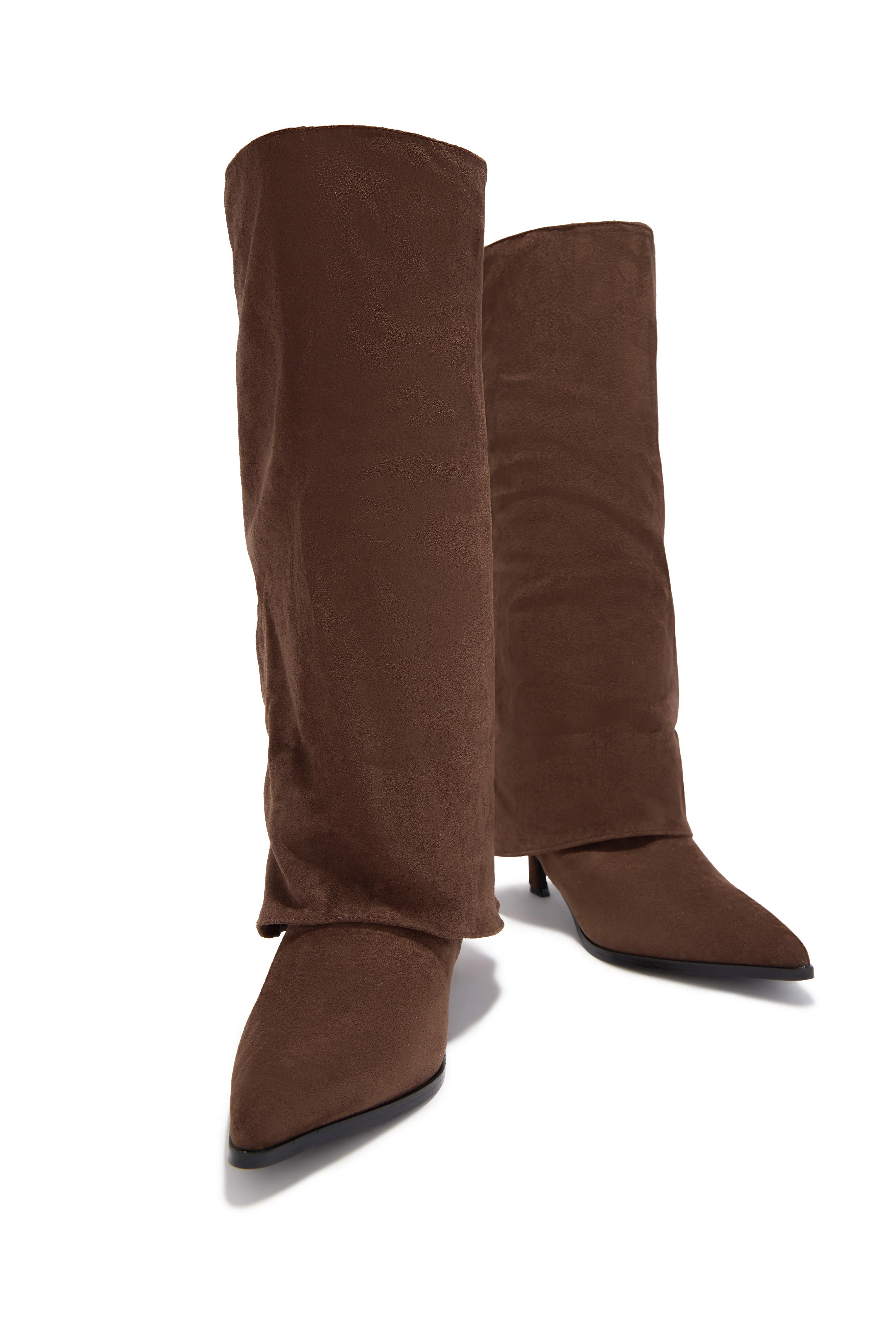 Yeleyna Kitten Heel Shark Boots - Brown Suede - Image 3
