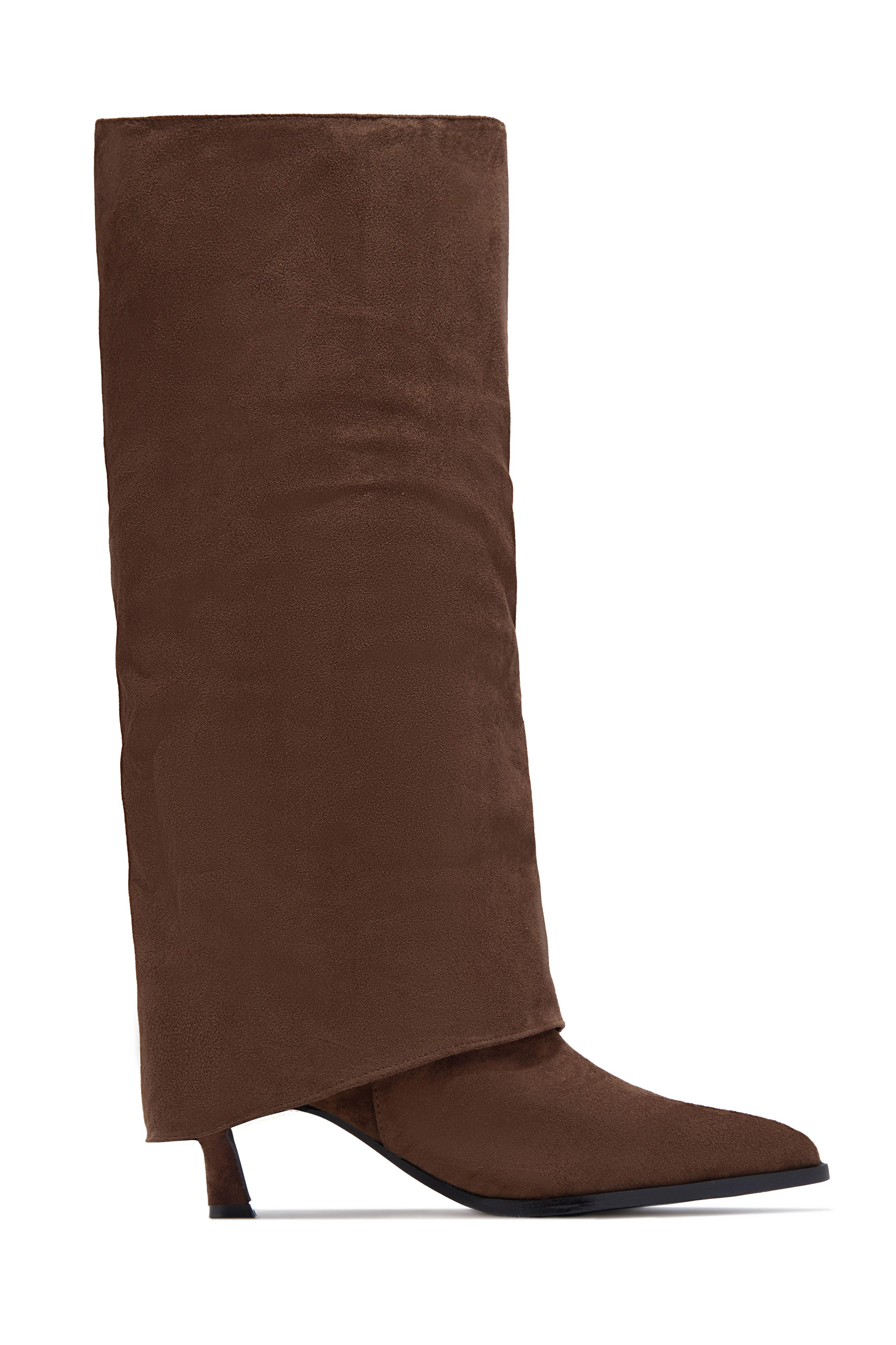 Yeleyna Kitten Heel Shark Boots - Brown Suede - Image 4