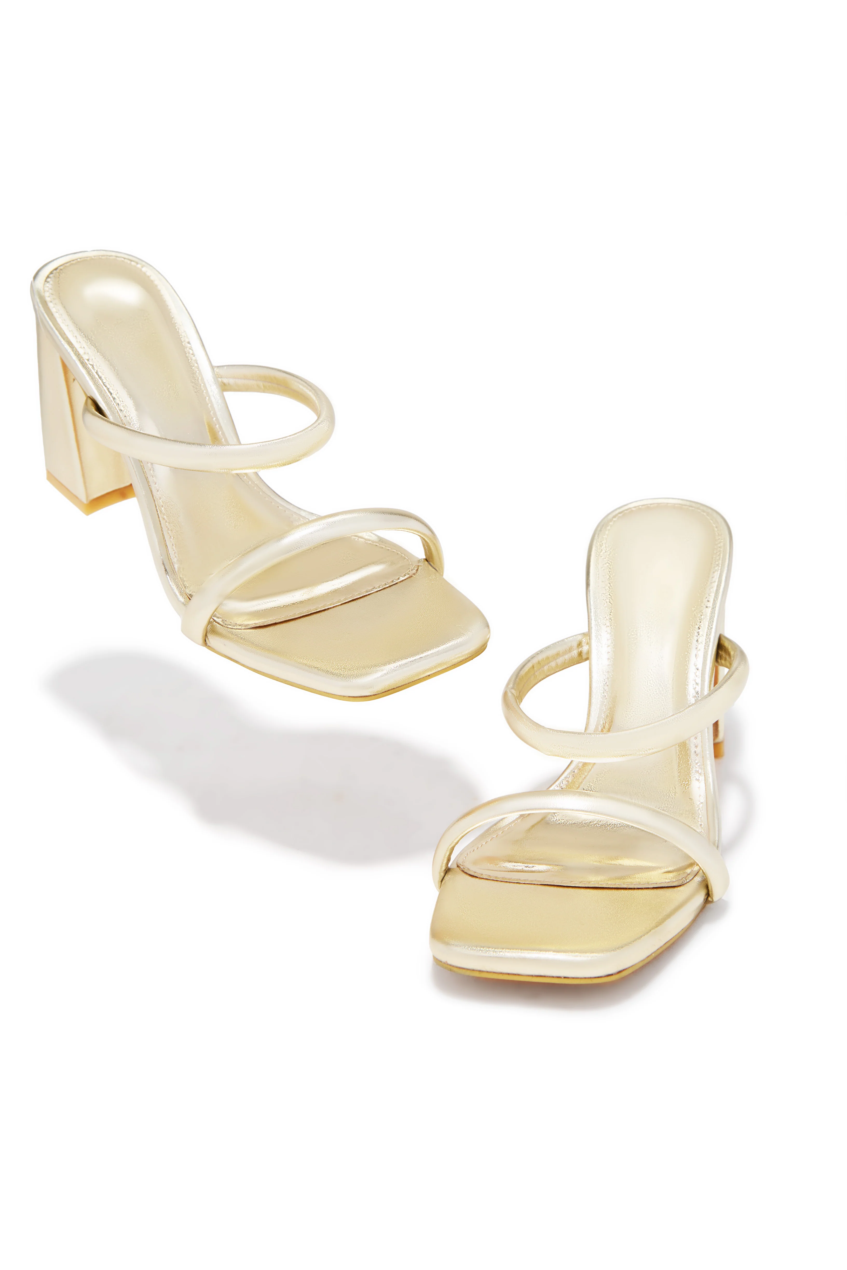 Yesenia Block Mid Heel Mules - Gold - Image 4