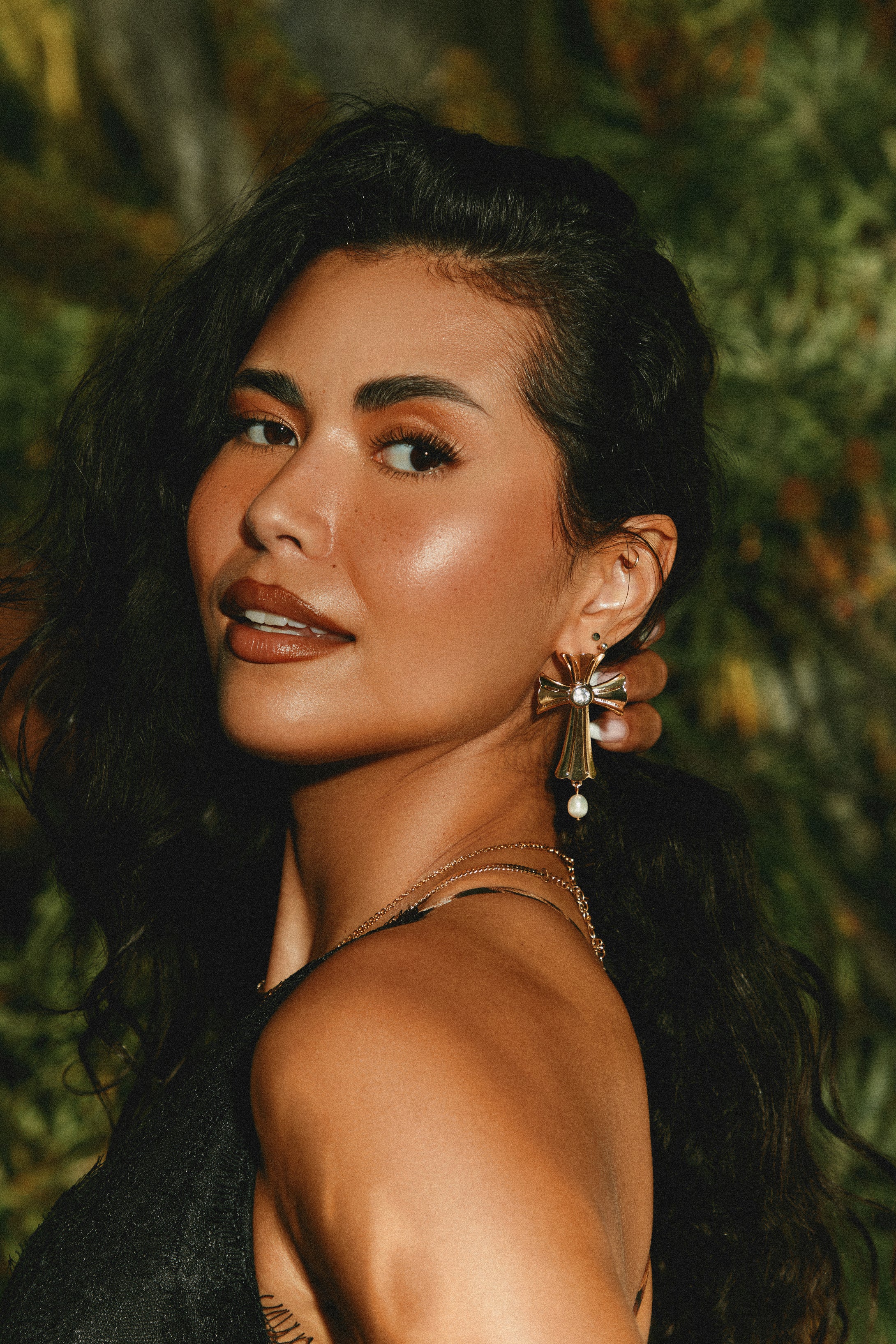 Ynez Statement Cross Earring - Gold - Image 2