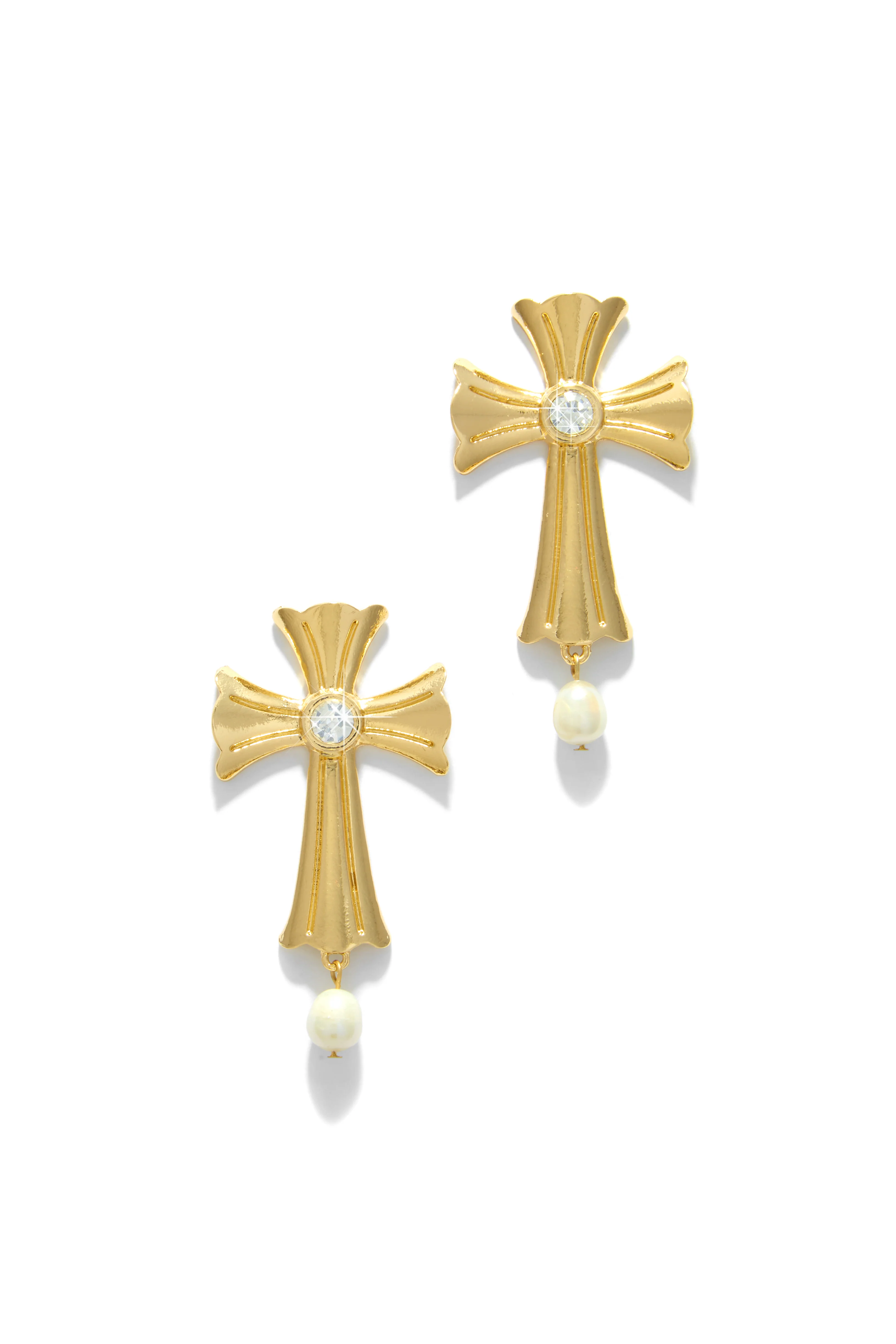 Ynez Statement Cross Earring - Gold - Image 3