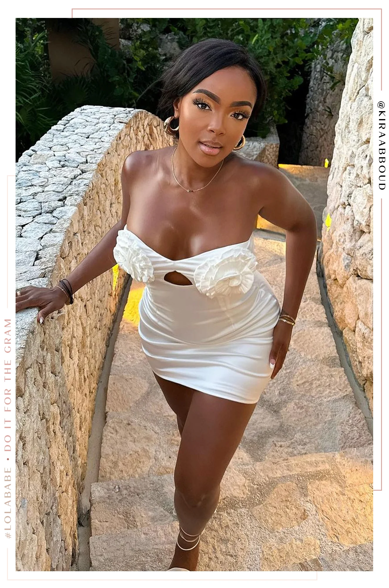 Yvonne Satin Mini Dress - White - Image 5