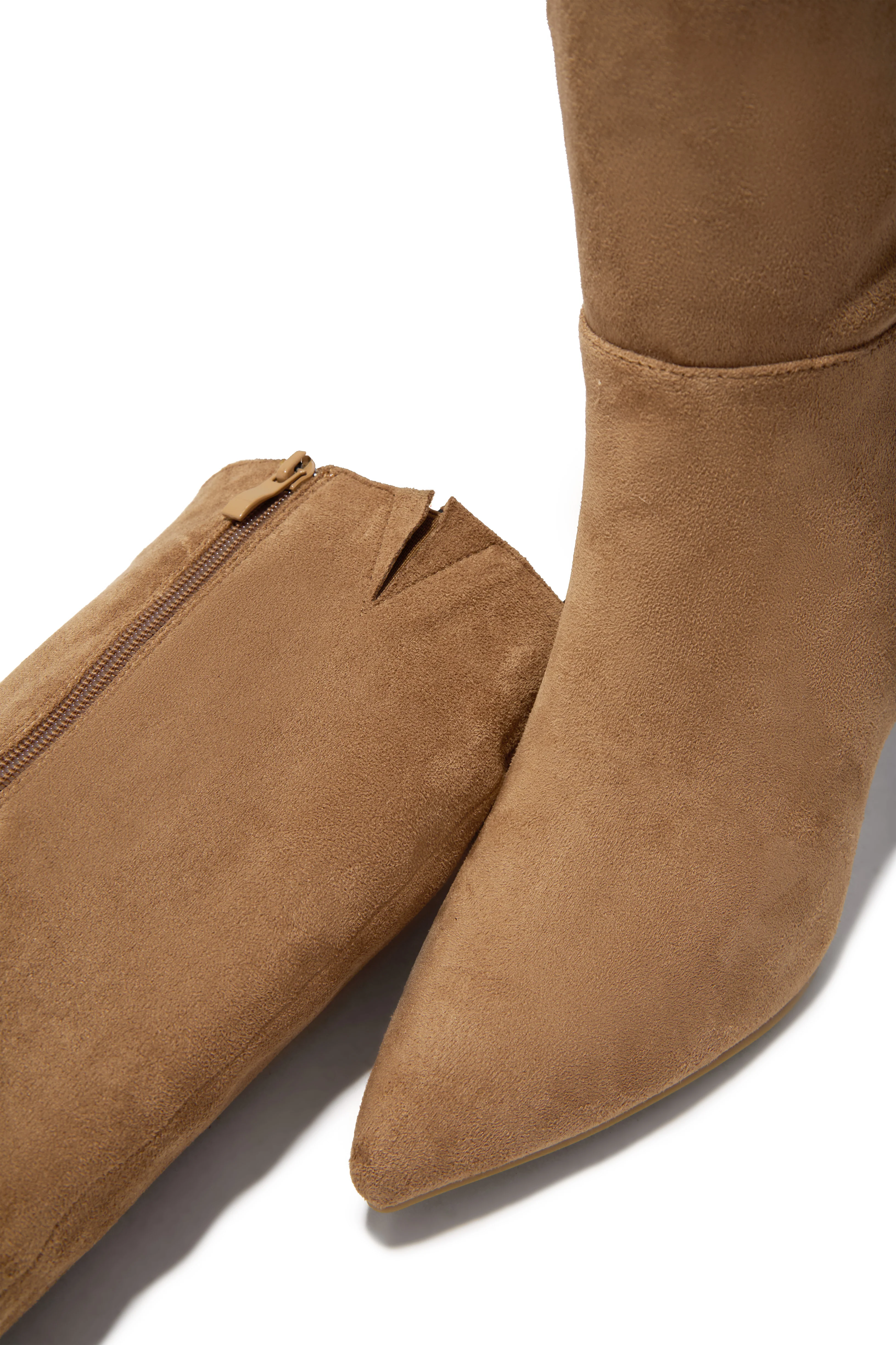 Zama Knee High Heel Boots - Camel Suede - Image 5