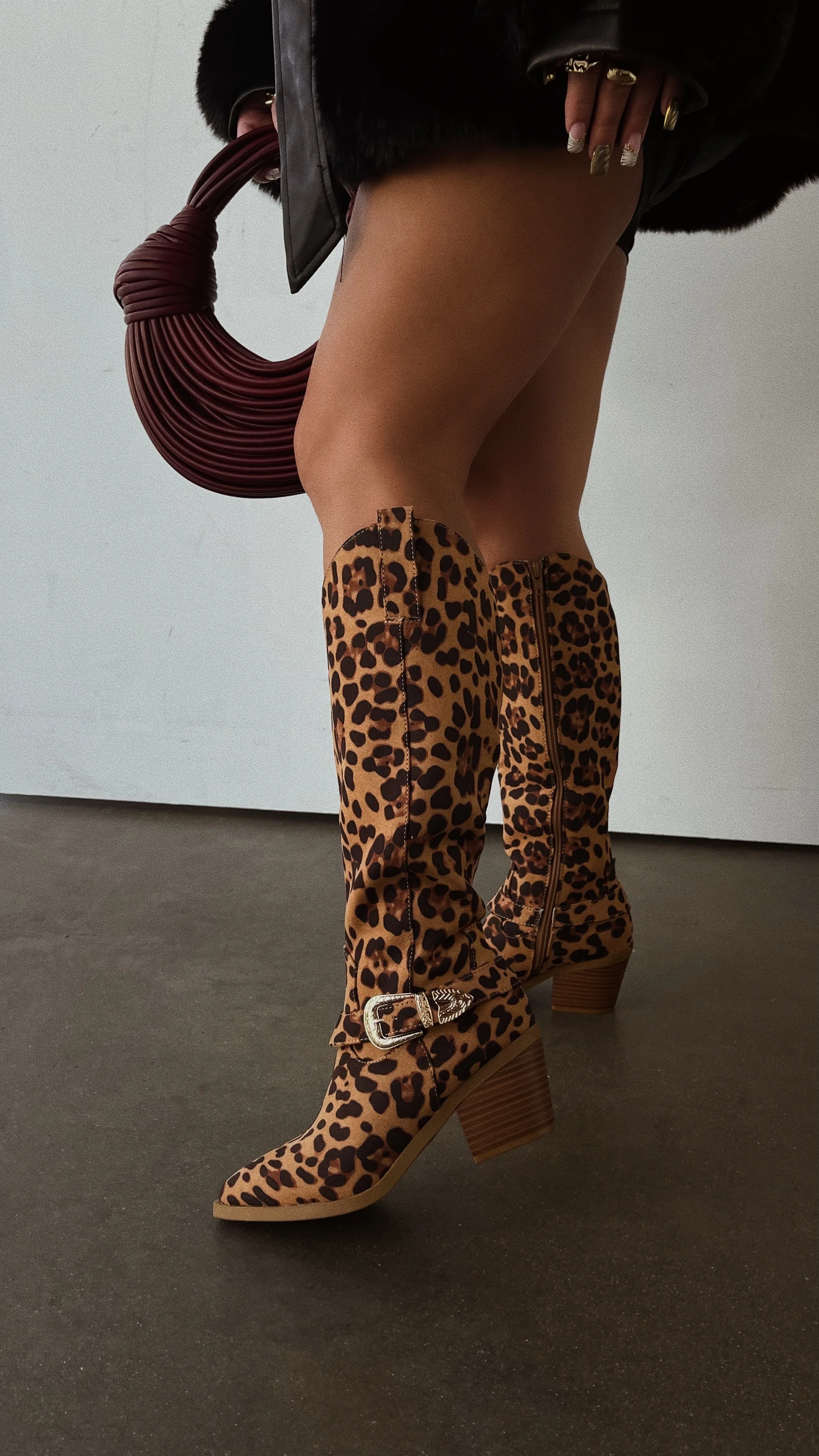 Zelia Western Cowgirl Boots - Leopard